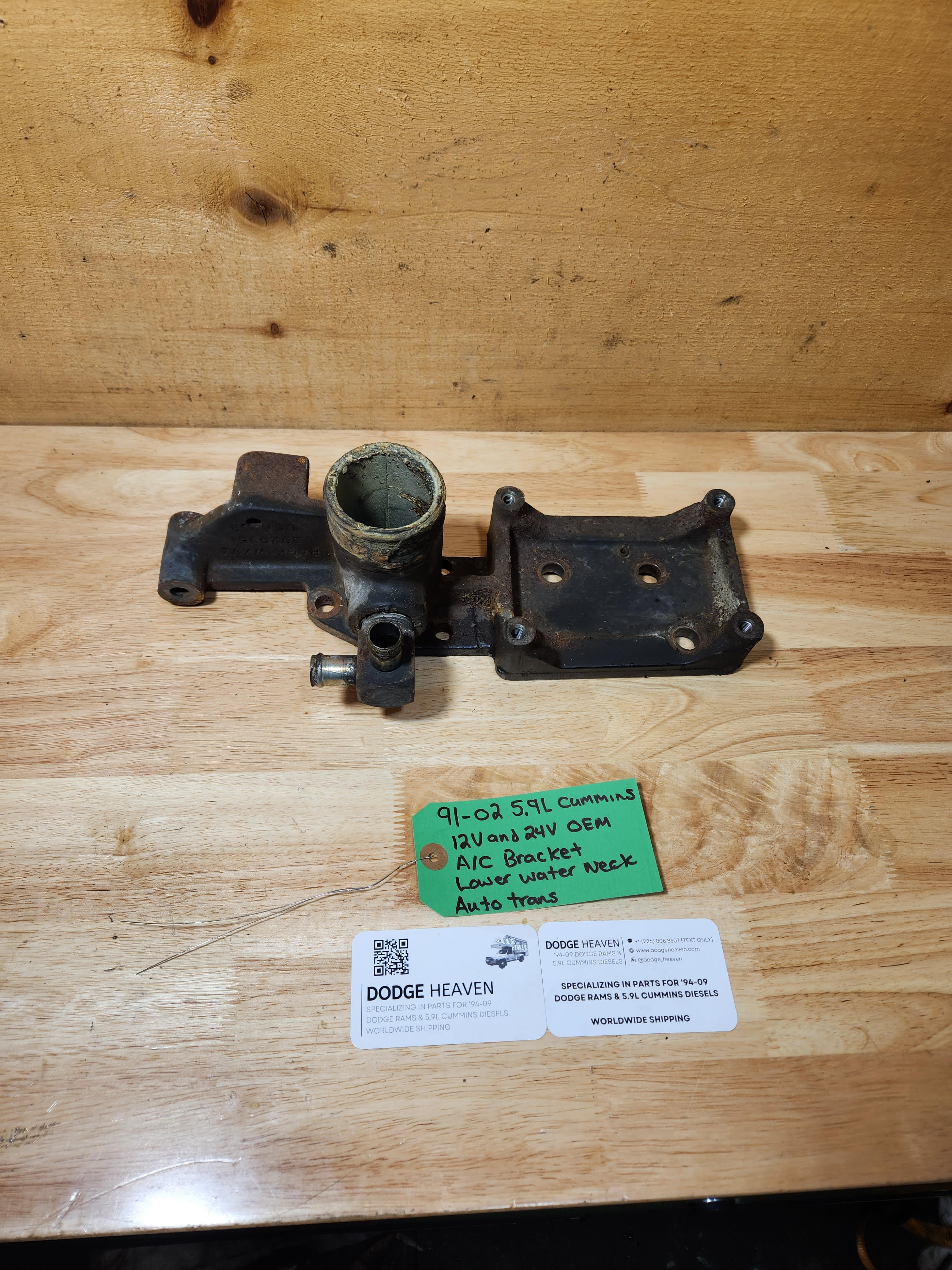 1991-2002 Dodge Ram 2500 3500 12V / 24V 5.9L Cummins A/C Bracket Lower Water Neck (OEM)