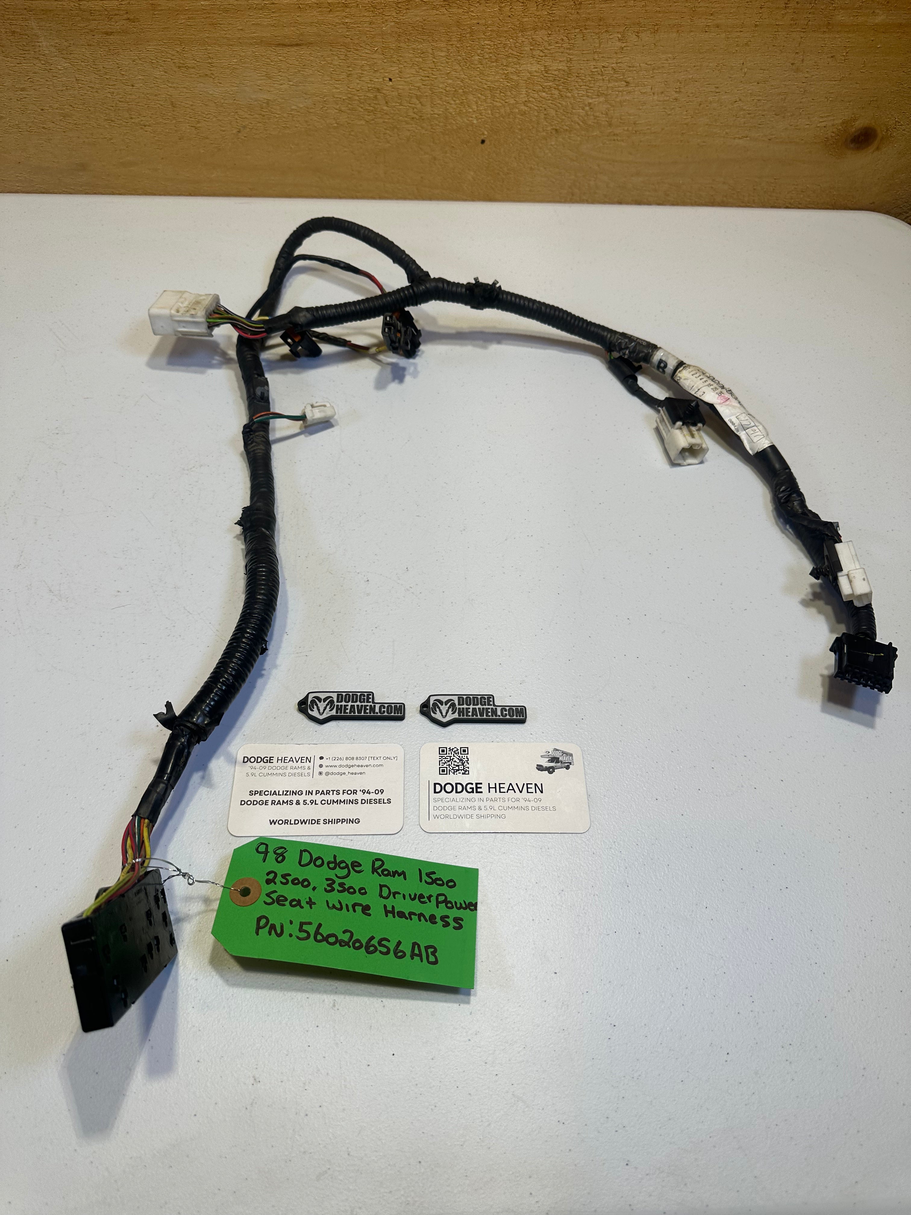 1998-1998 Dodge Ram 1500 2500 3500 Driver-Side Power Seat Wiring Harness (OEM)