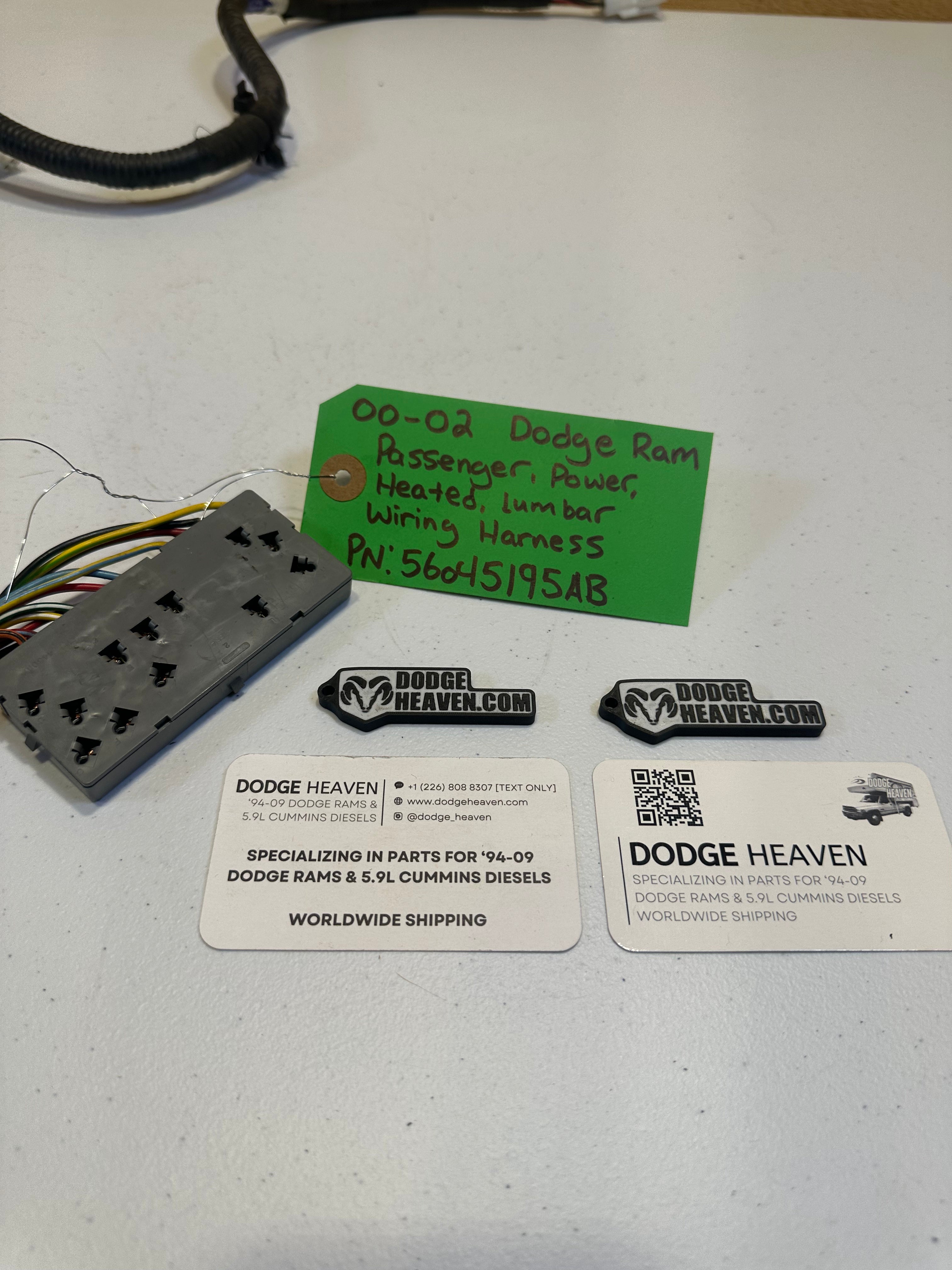 2000 Dodge Ram Passenger-Side w Power Heated Lumbar Seat Wiring Harness (OEM)