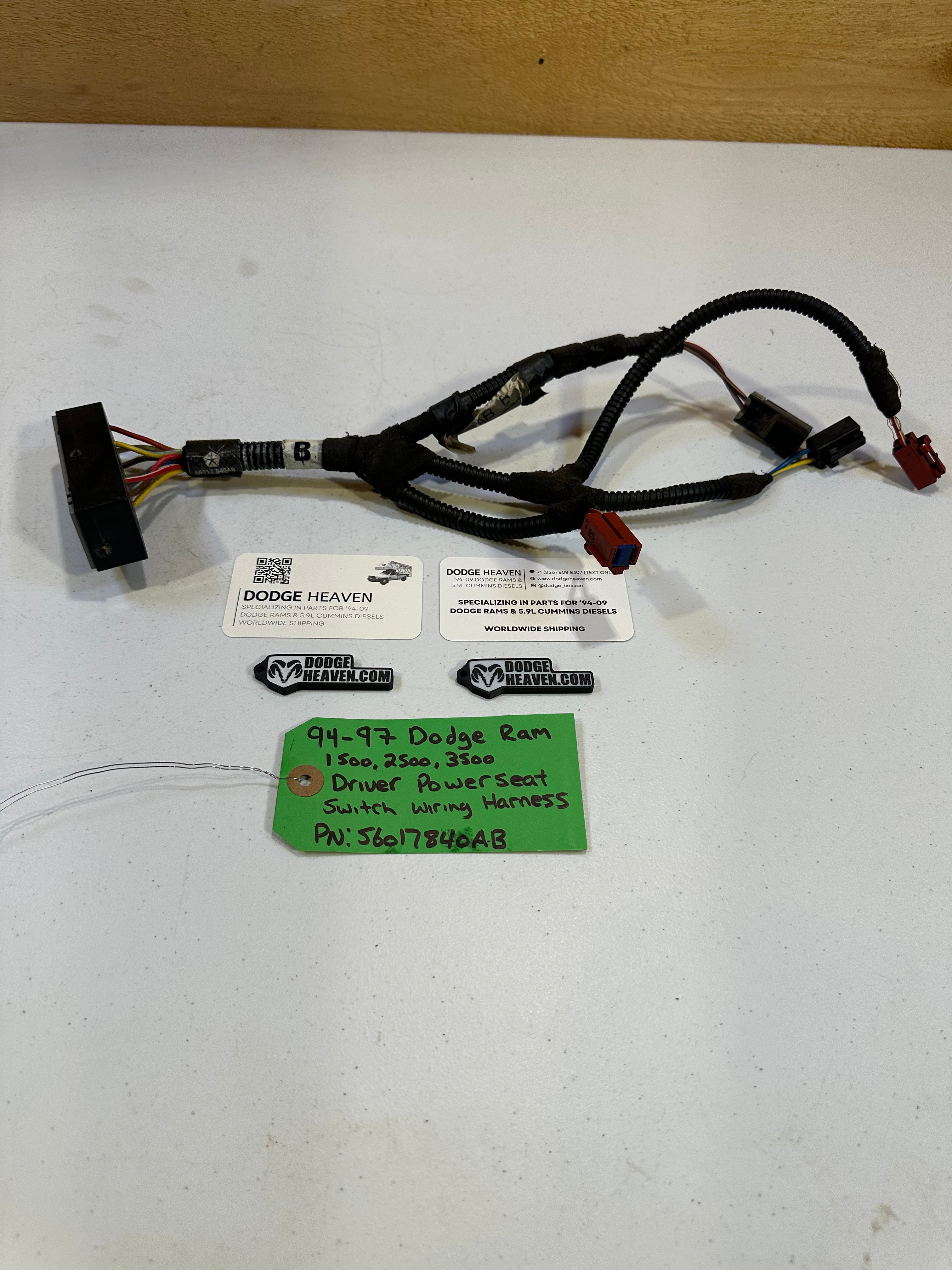 1994-1997 Dodge Ram 1500 2500 3500 Driver-Side Power Seat Wiring Harness (OEM)