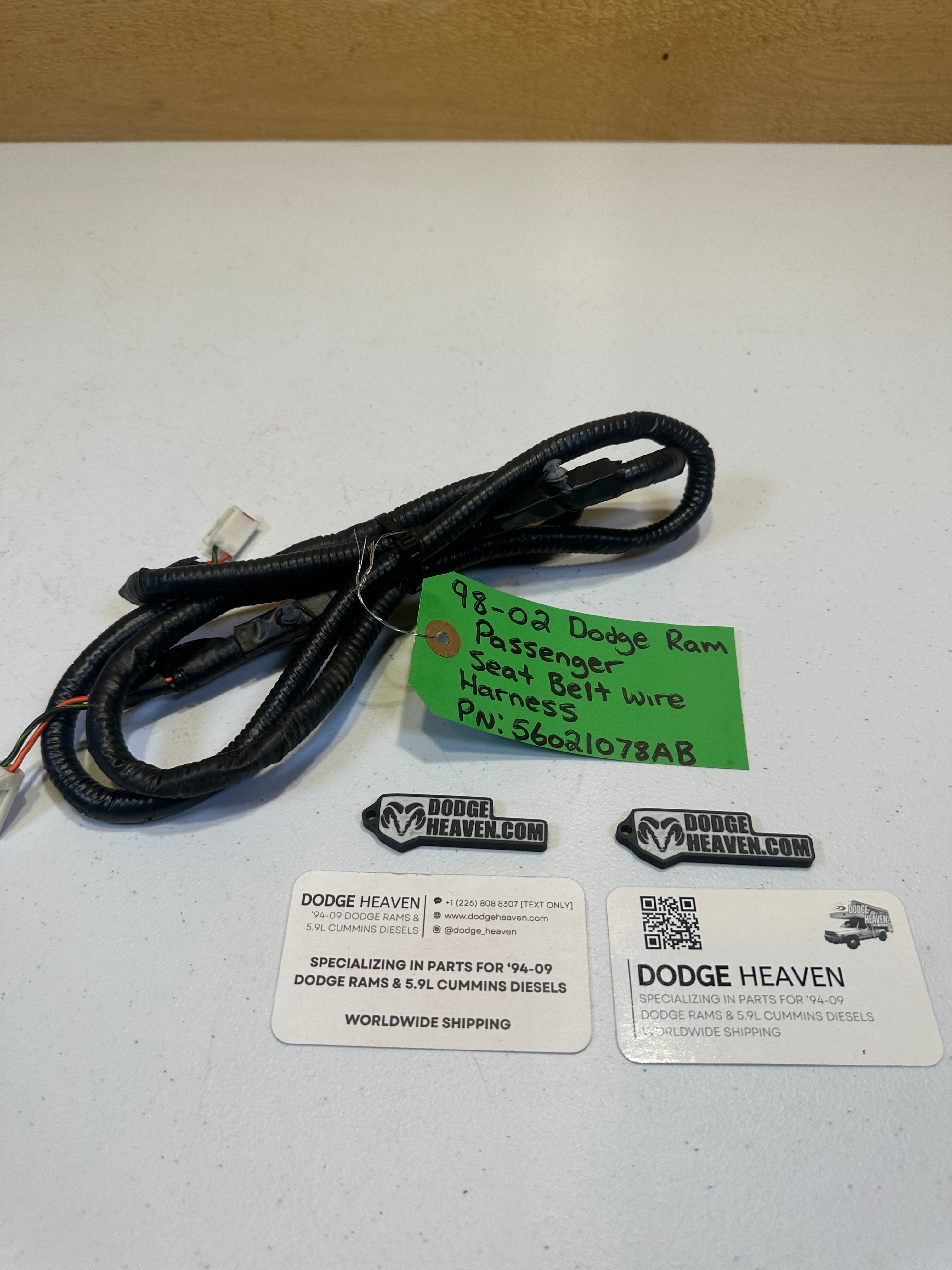 1998-2002 Dodge Ram Passenger-Side Seat Belt Wiring Harness (OEM)