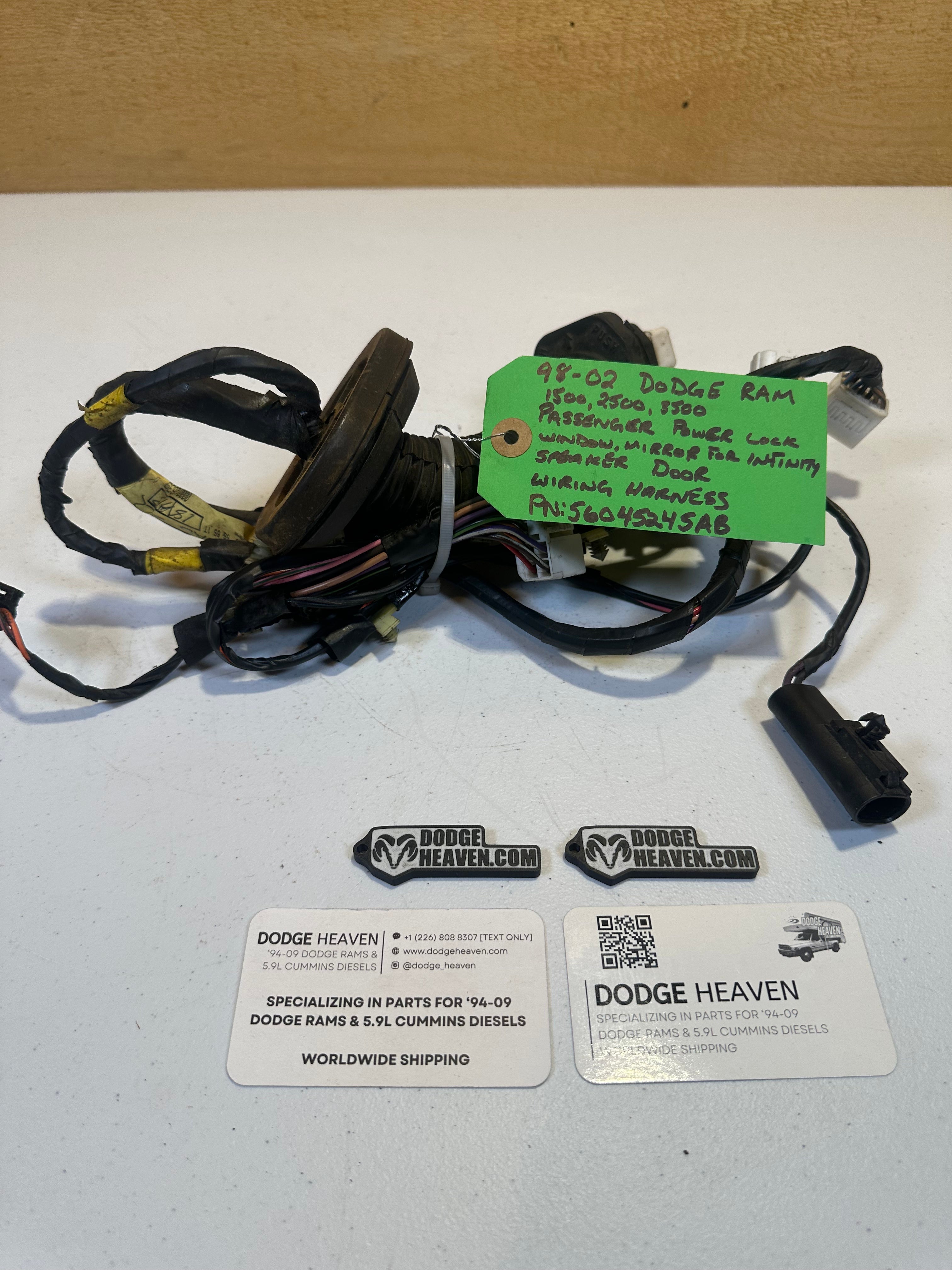 1998-2002 Ram 1500 2500 3500 Passenger-Side Door Harness w/ Infinity (OEM)