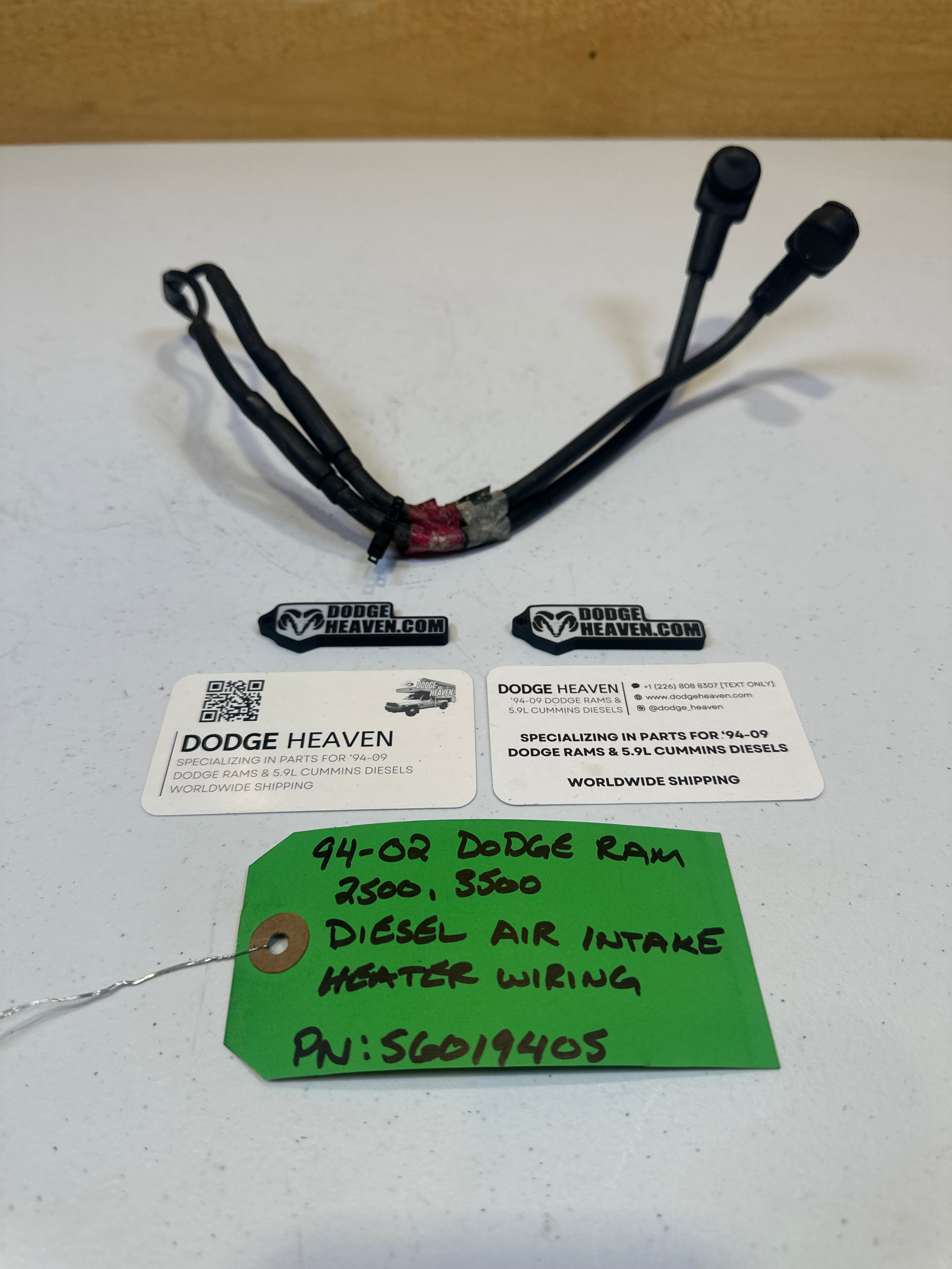 1994-2002 Dodge Ram 2500 3500 5.9L Cummins Grid Heater Wiring Harness (OEM)