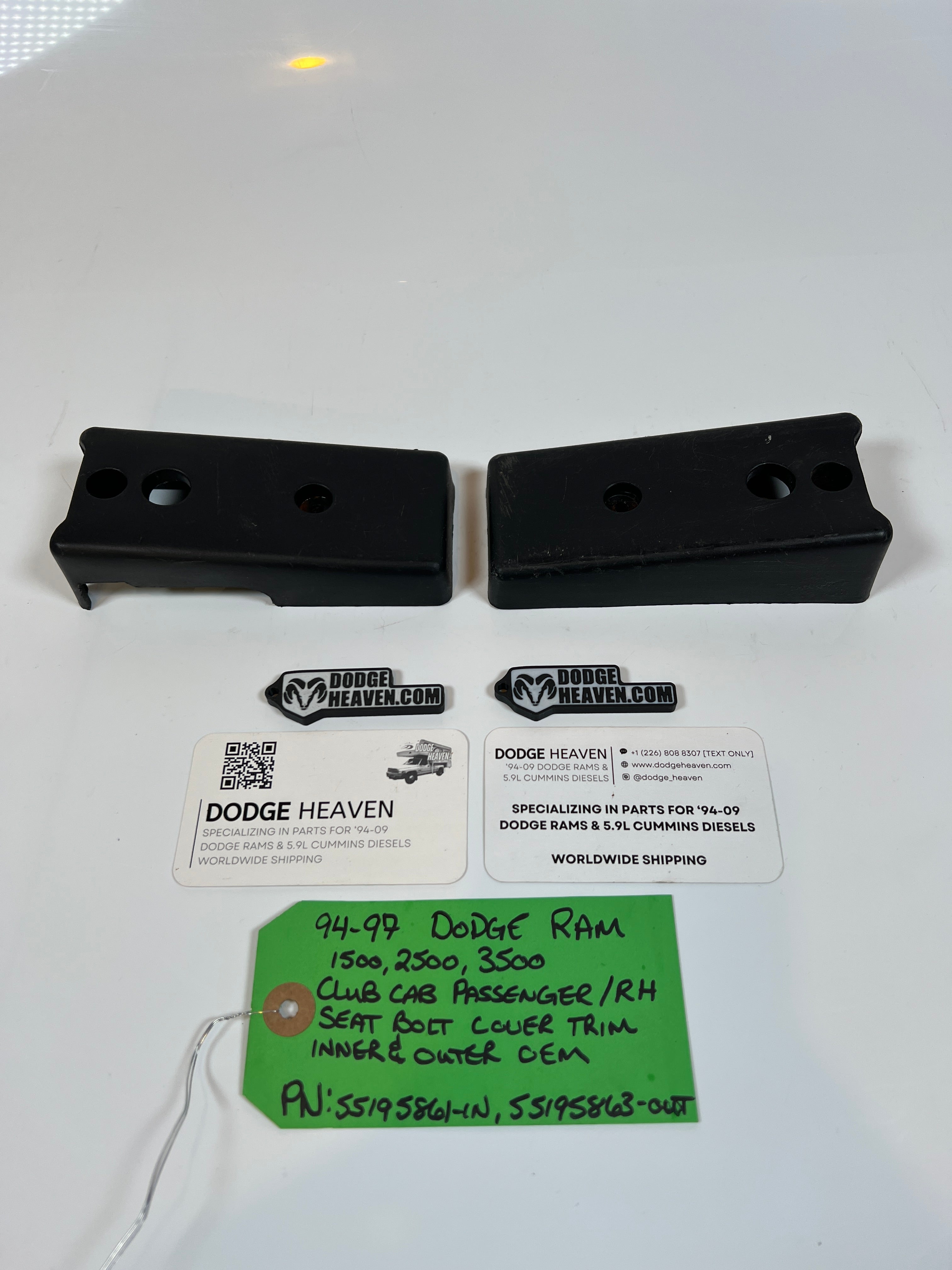 1994-1997 Dodge Ram Club Cab Passenger Seat Bolt Cover Inner & Outer