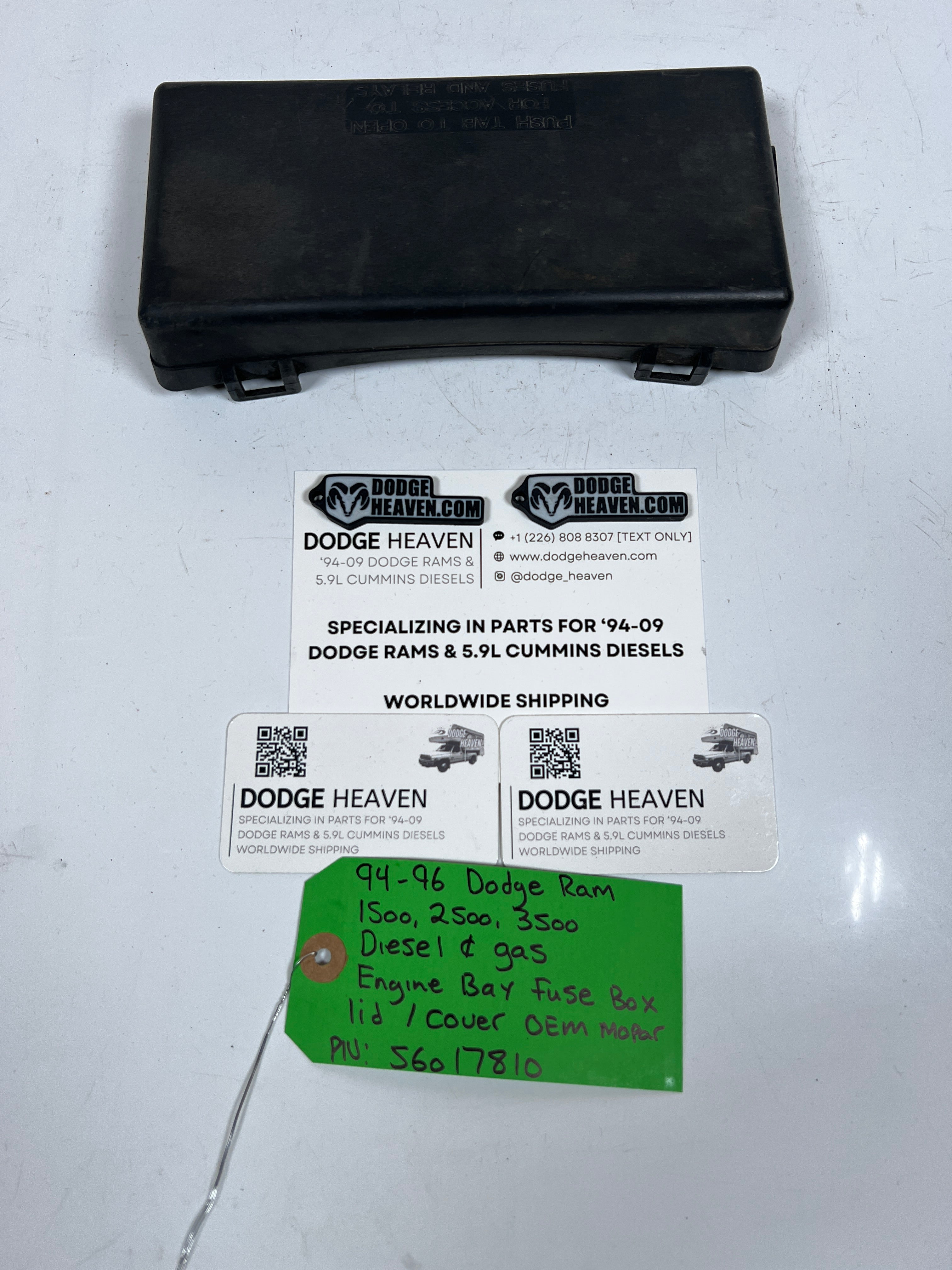 1994-1996 Dodge Ram 1500-3500 Diesel & Gas Fuse Box Lid Cover