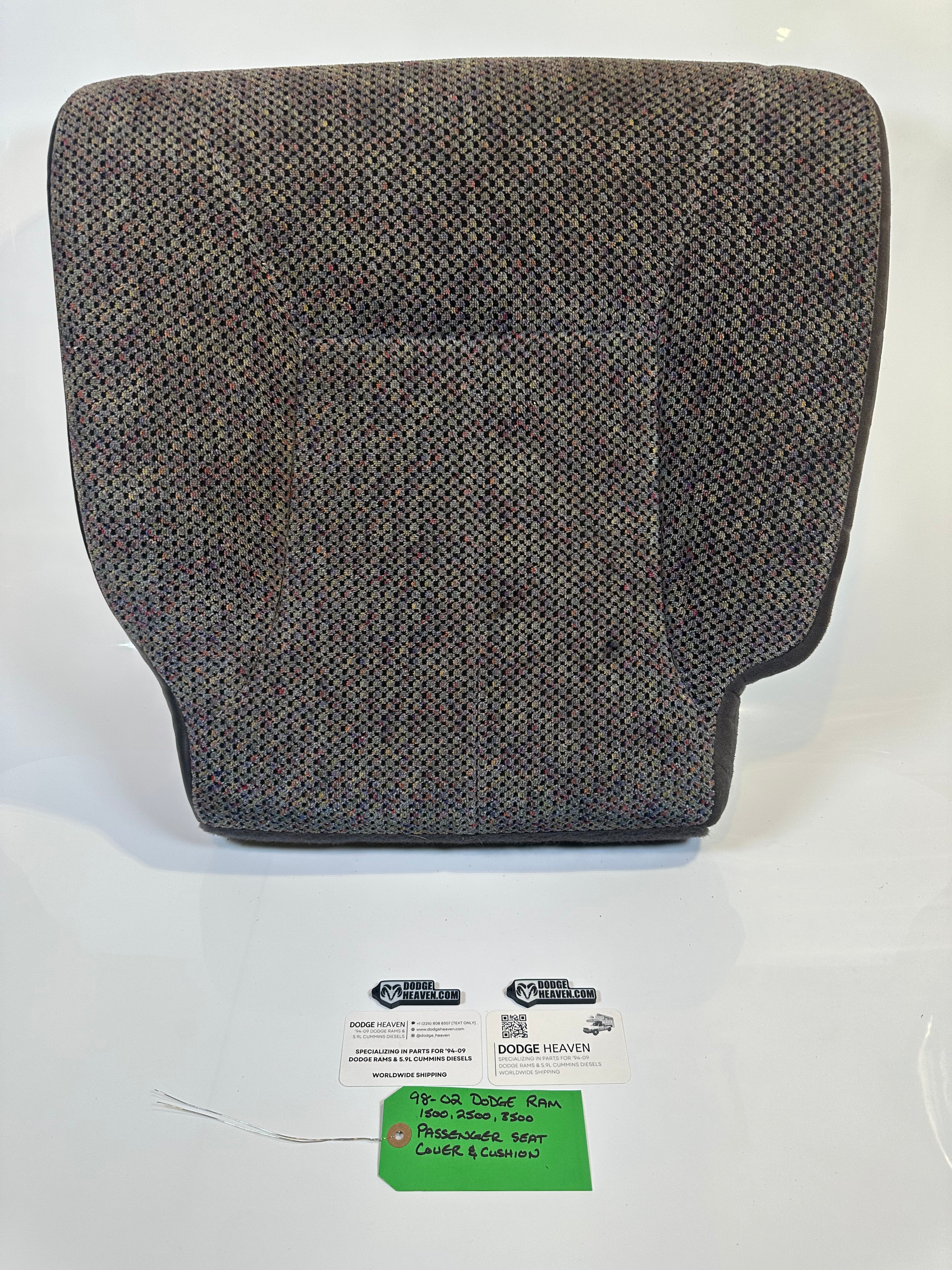 1998-2002 Dodge Ram 1500 2500 3500 Passenger-Side Dark Grey Seat Cushion (OEM)