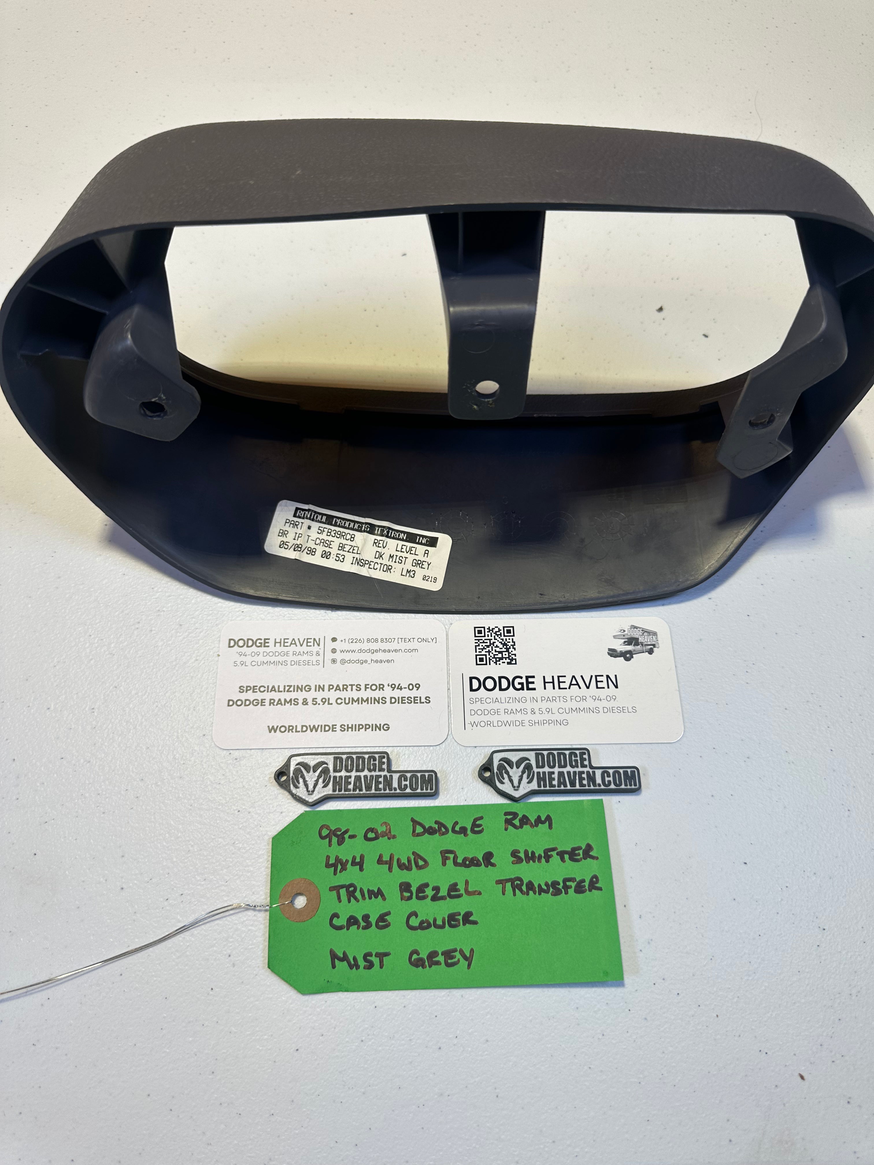 1998-2002 Dodge Ram 4x4 Transfer Case Interior Trim Bezel Mist Grey (OEM)