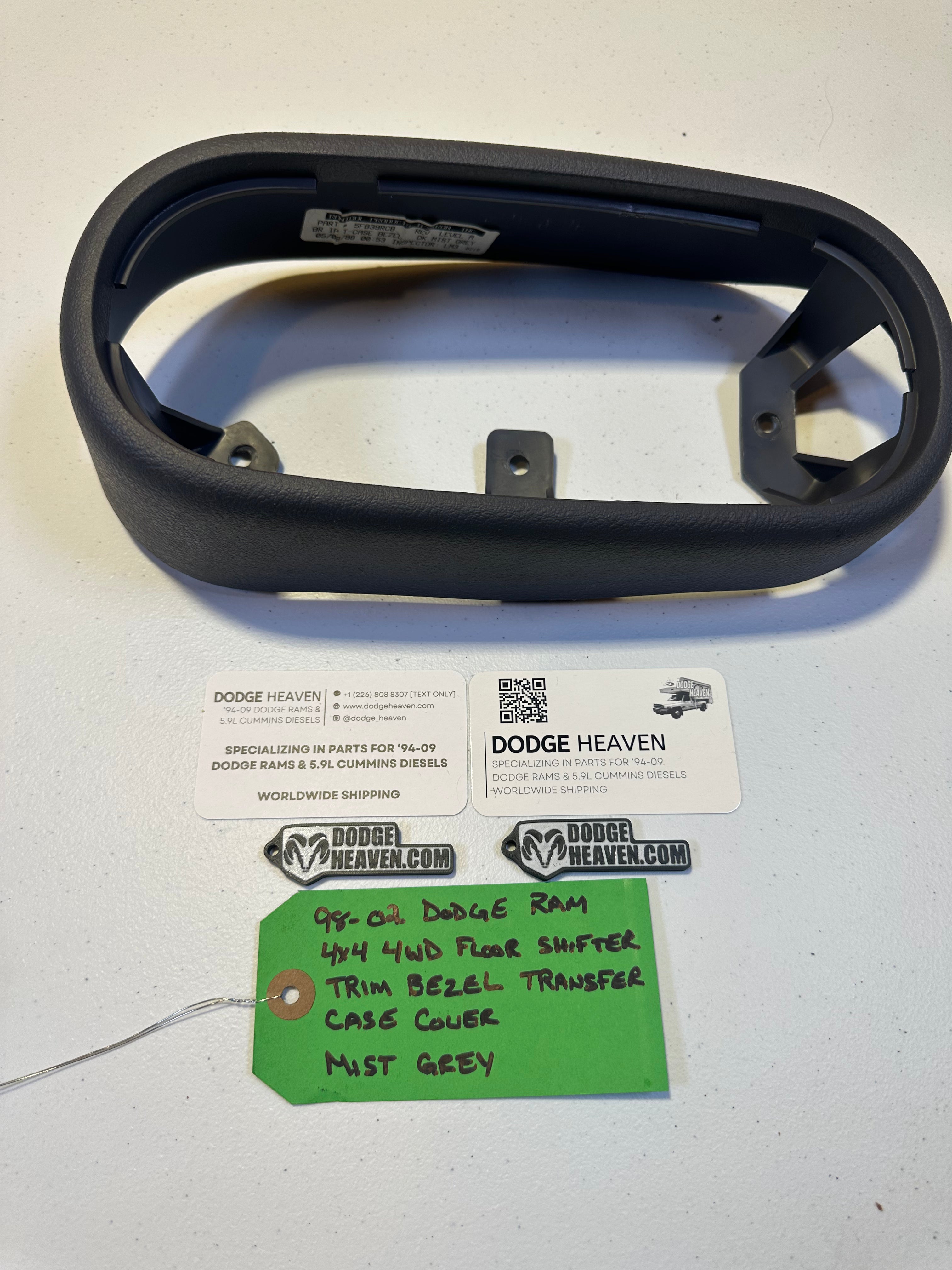 1998-2002 Dodge Ram 4x4 Transfer Case Interior Trim Bezel Mist Grey (OEM)