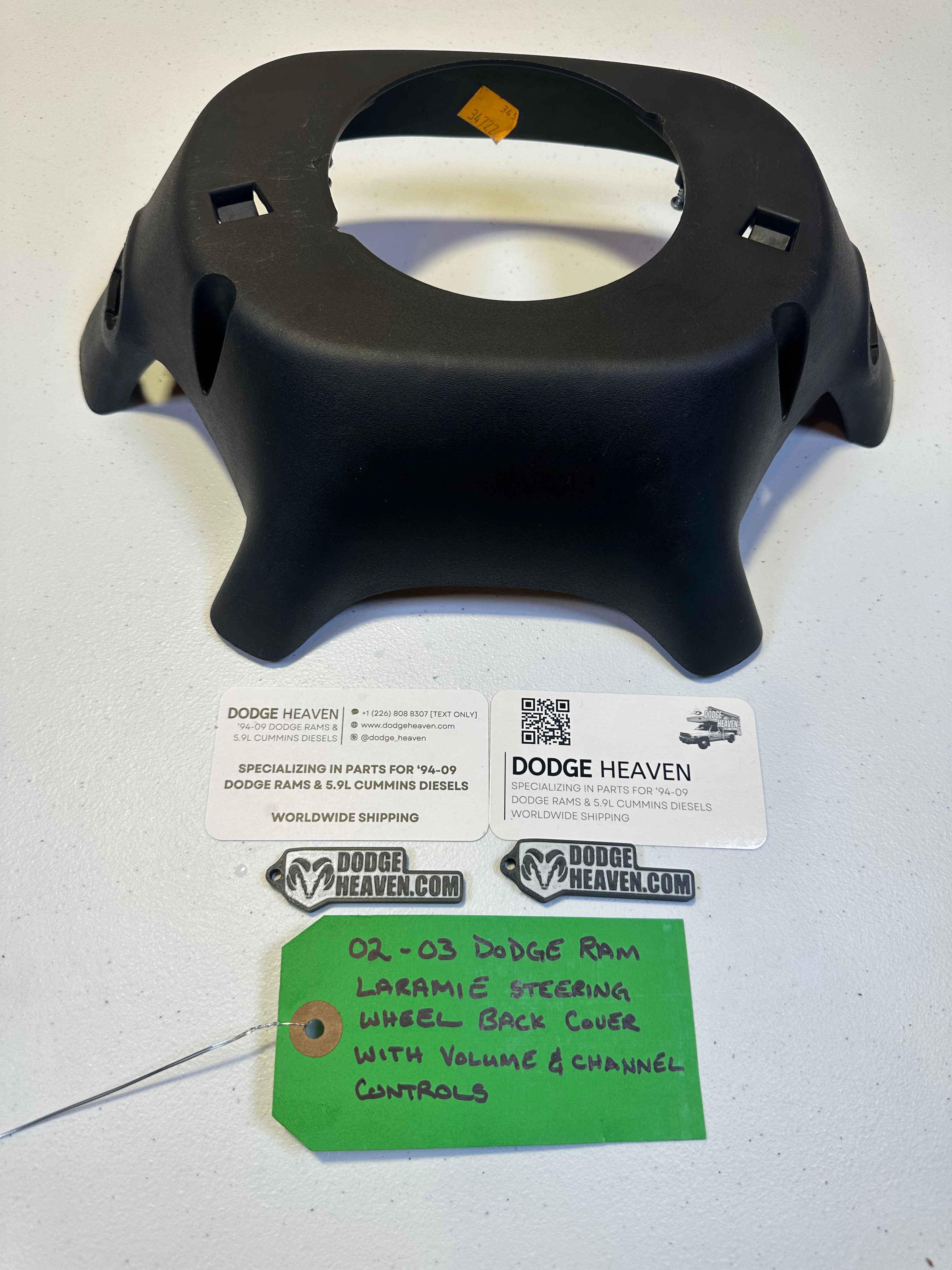 2002-2003 Dodge Ram Laramie Steering Wheel Back Cover Volume & Channel Controls Grey (OEM)