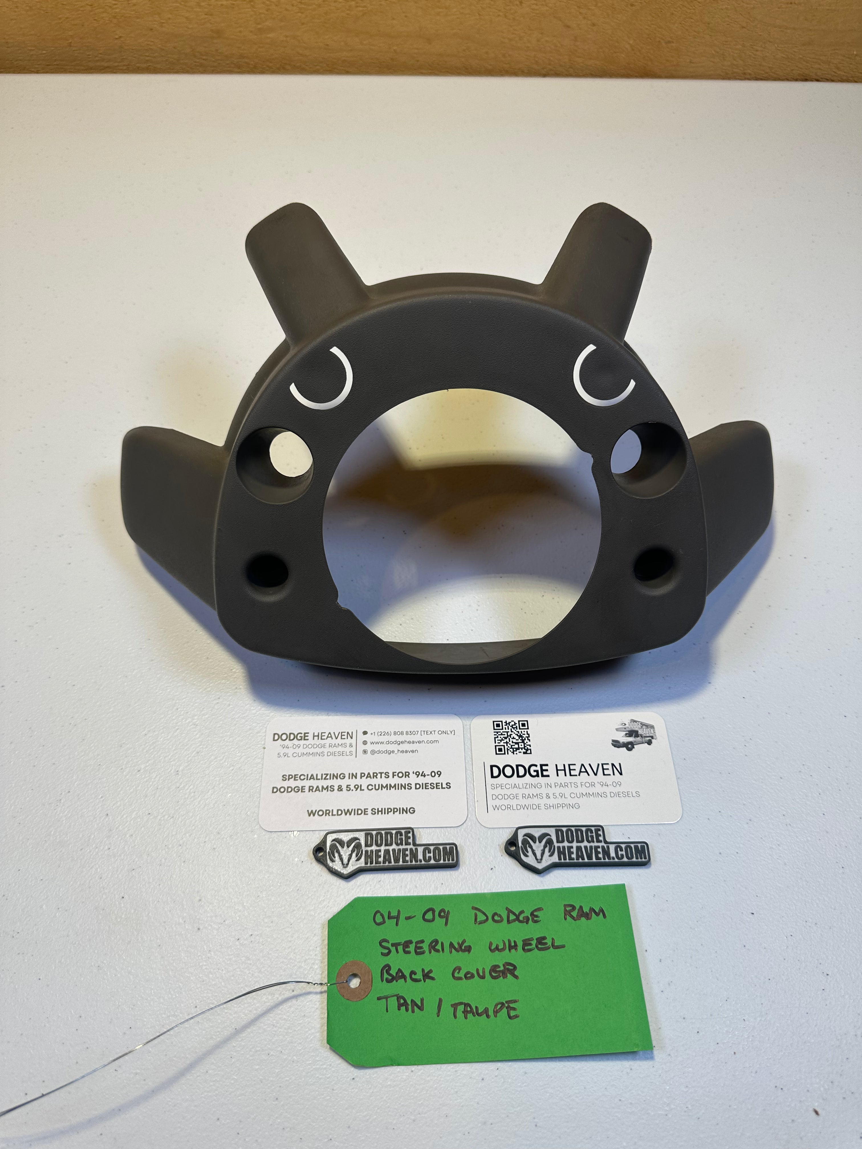 2004-2009 Dodge Ram 1500 2500 3500 Steering Wheel Back Cover Taupe / Tan (OEM)