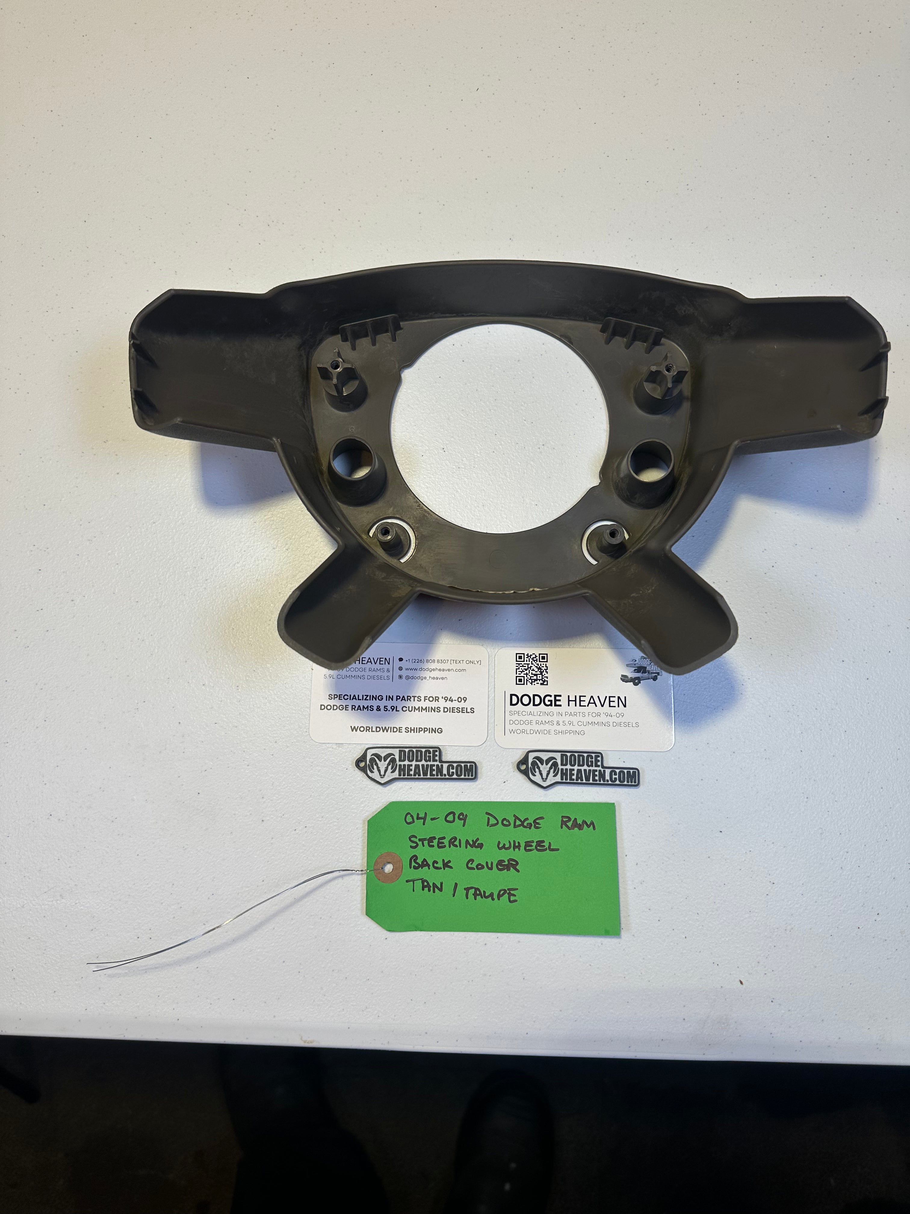 2004-2009 Dodge Ram 1500 2500 3500 Steering Wheel Back Cover Taupe / Tan (OEM)