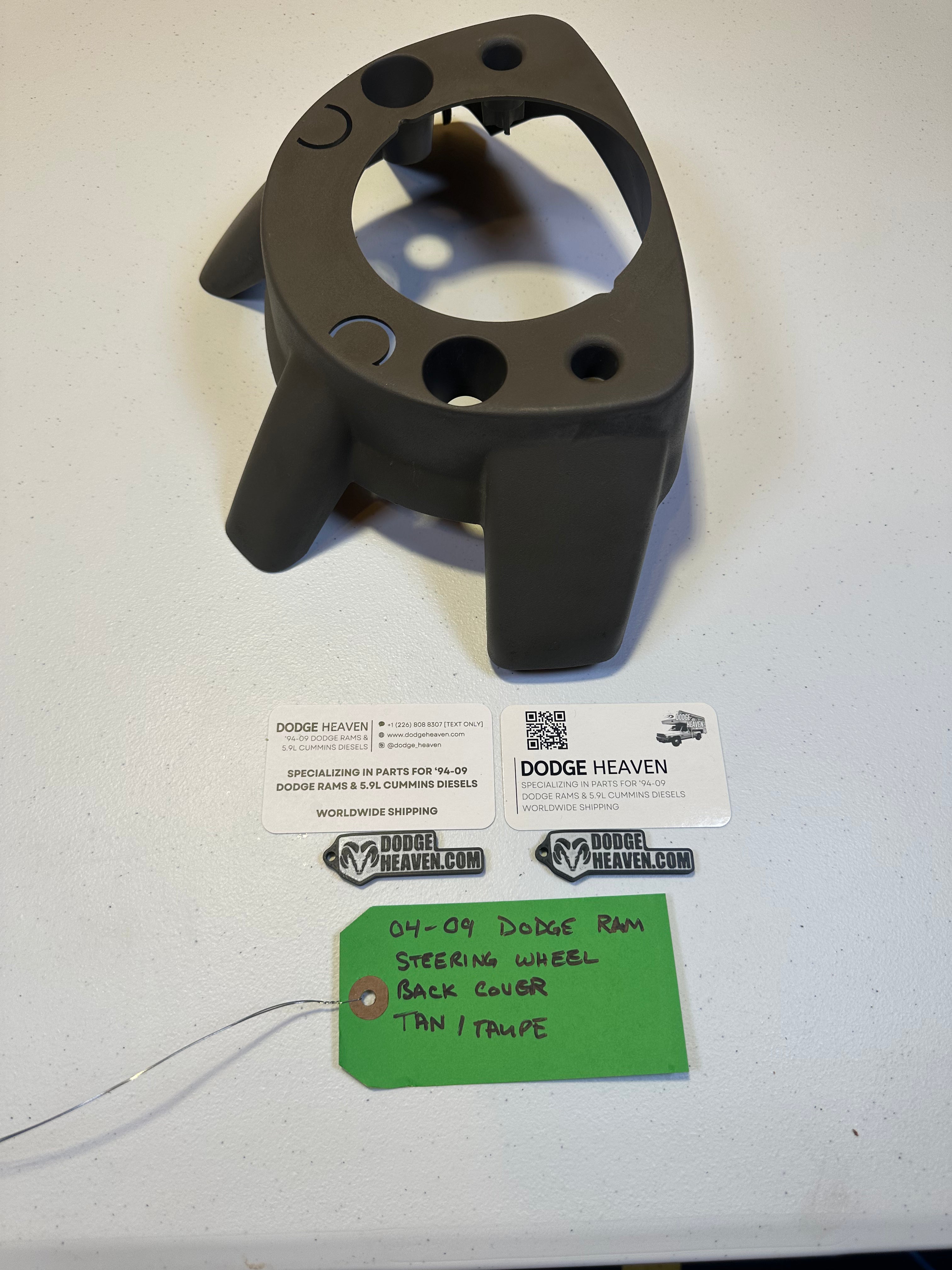 2004-2009 Dodge Ram 1500 2500 3500 Steering Wheel Back Cover Taupe / Tan (OEM)