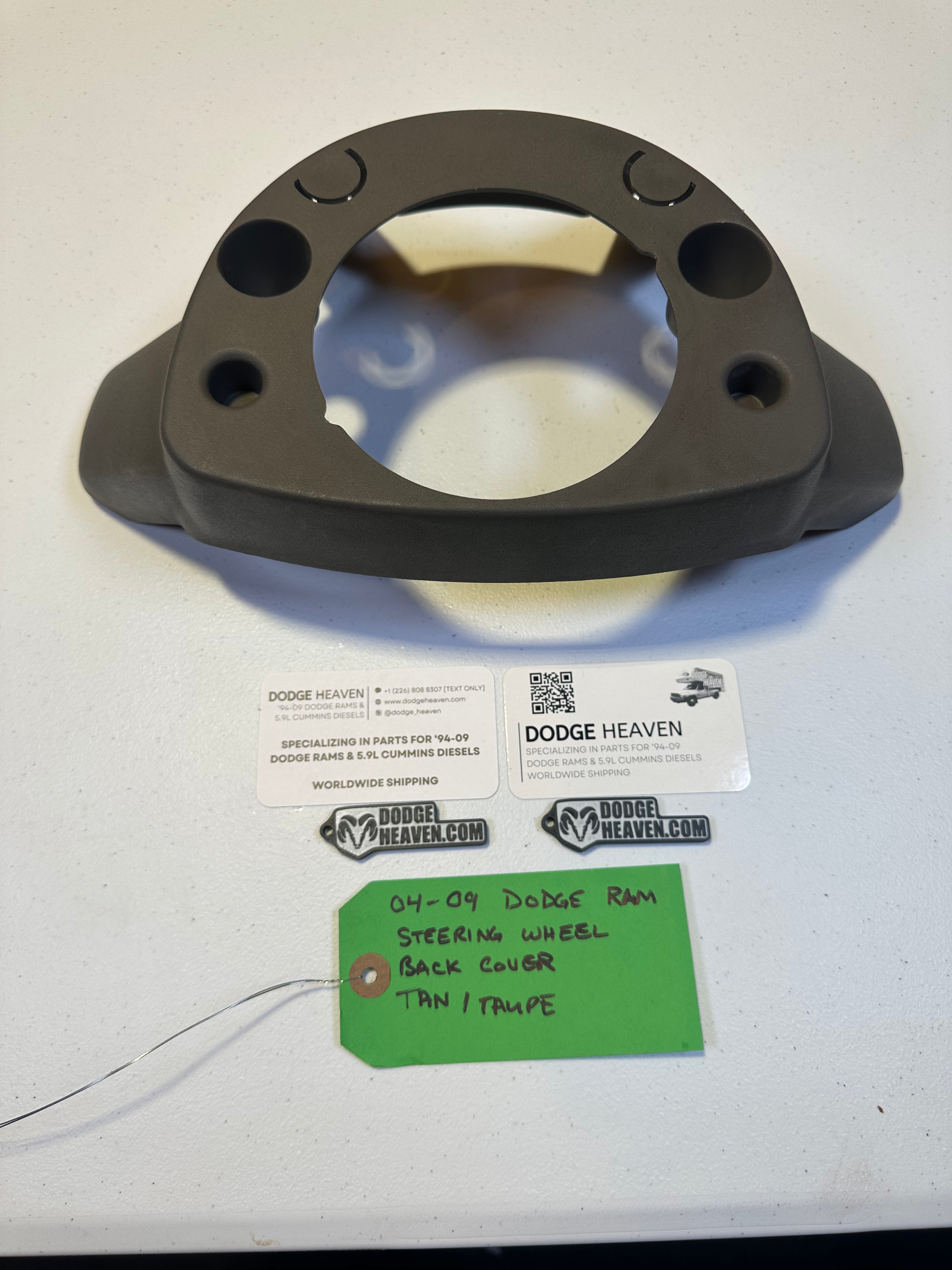 2004-2009 Dodge Ram 1500 2500 3500 Steering Wheel Back Cover Taupe / Tan (OEM)