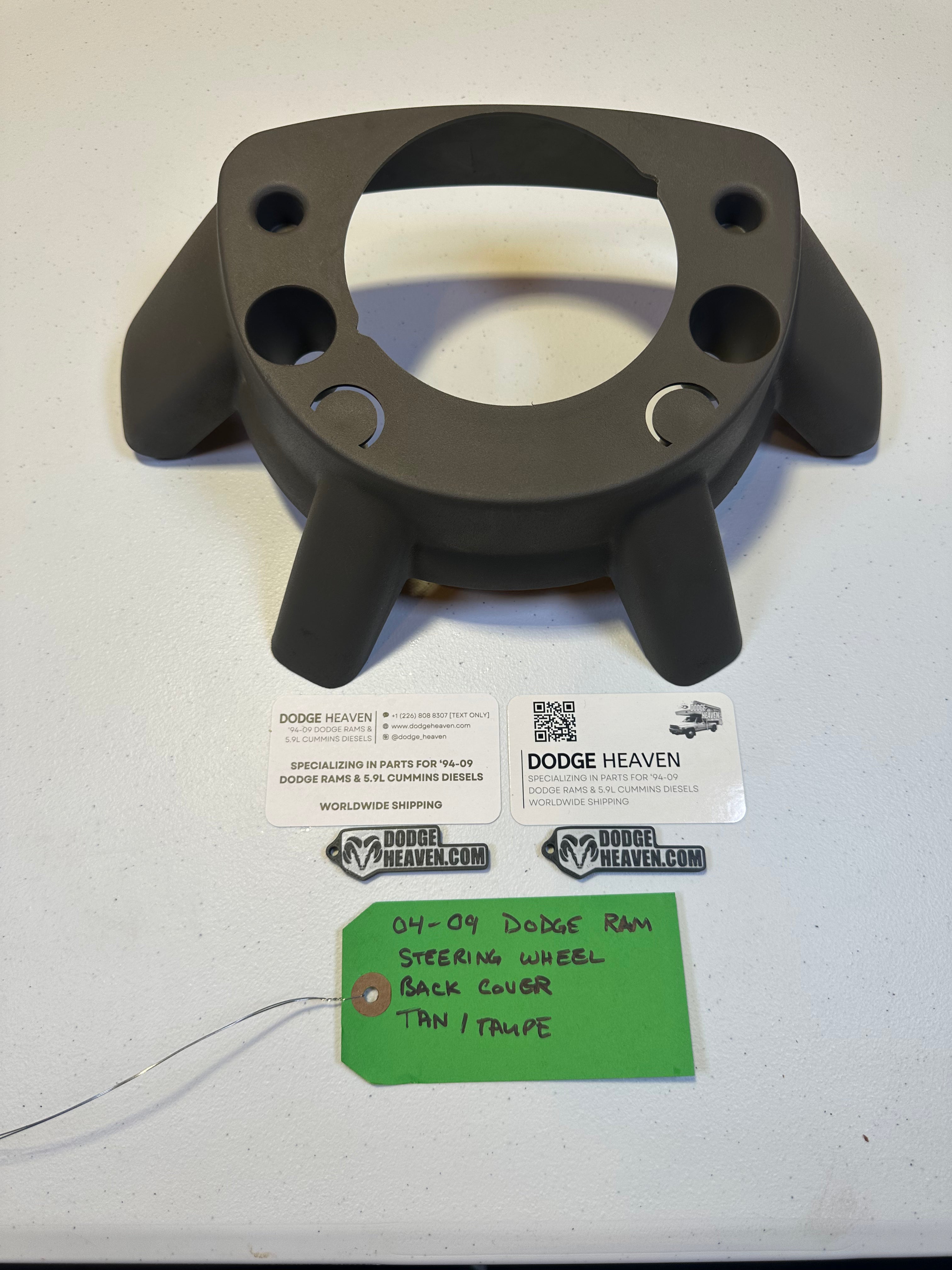 2004-2009 Dodge Ram 1500 2500 3500 Steering Wheel Back Cover Taupe / Tan (OEM)