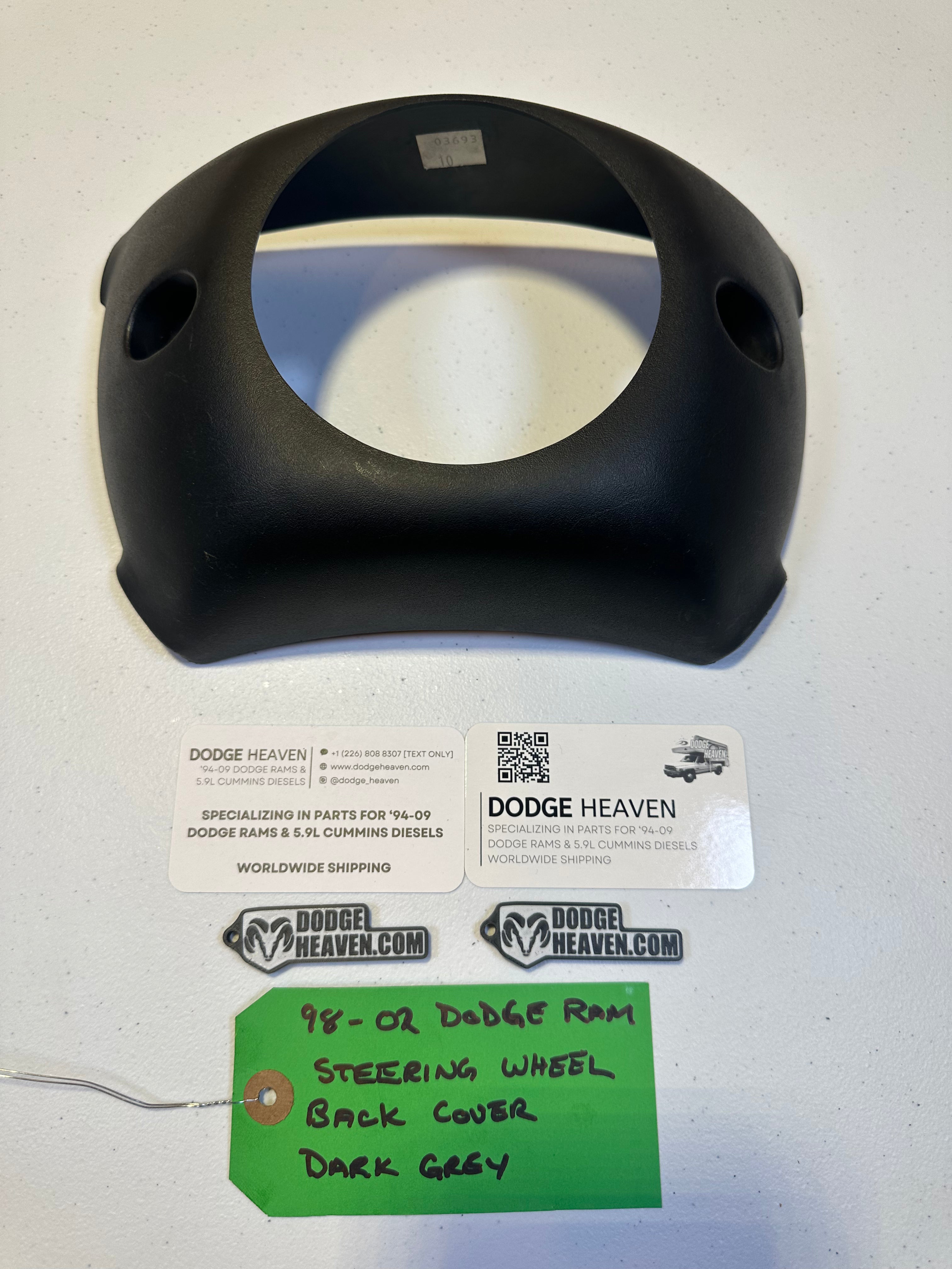 1998-2002 Dodge Ram 1500 2500 3500 Steering Wheel Back Cover Dark Grey (OEM)