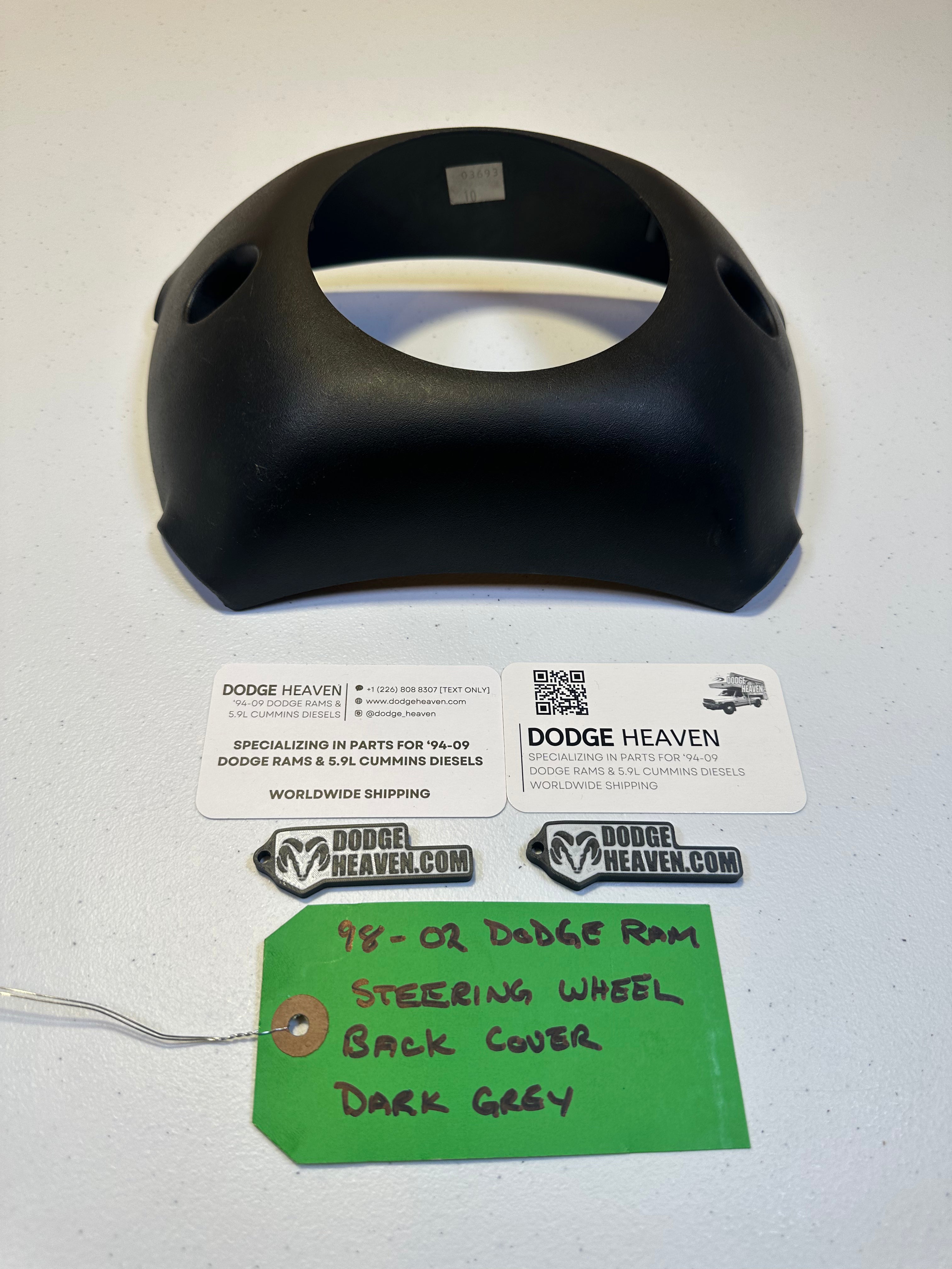 1998-2002 Dodge Ram 1500 2500 3500 Steering Wheel Back Cover Dark Grey (OEM)
