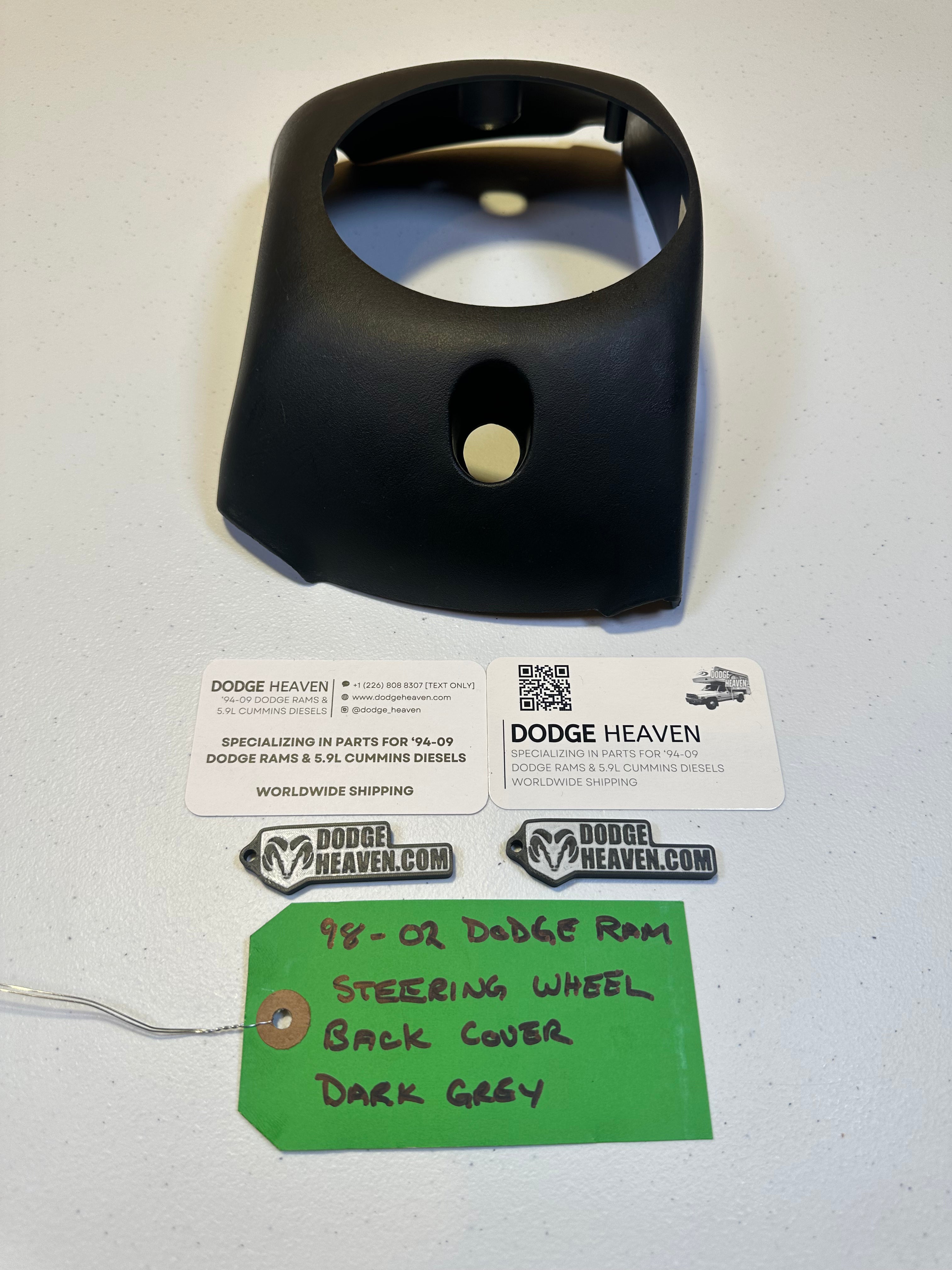 1998-2002 Dodge Ram 1500 2500 3500 Steering Wheel Back Cover Dark Grey (OEM)