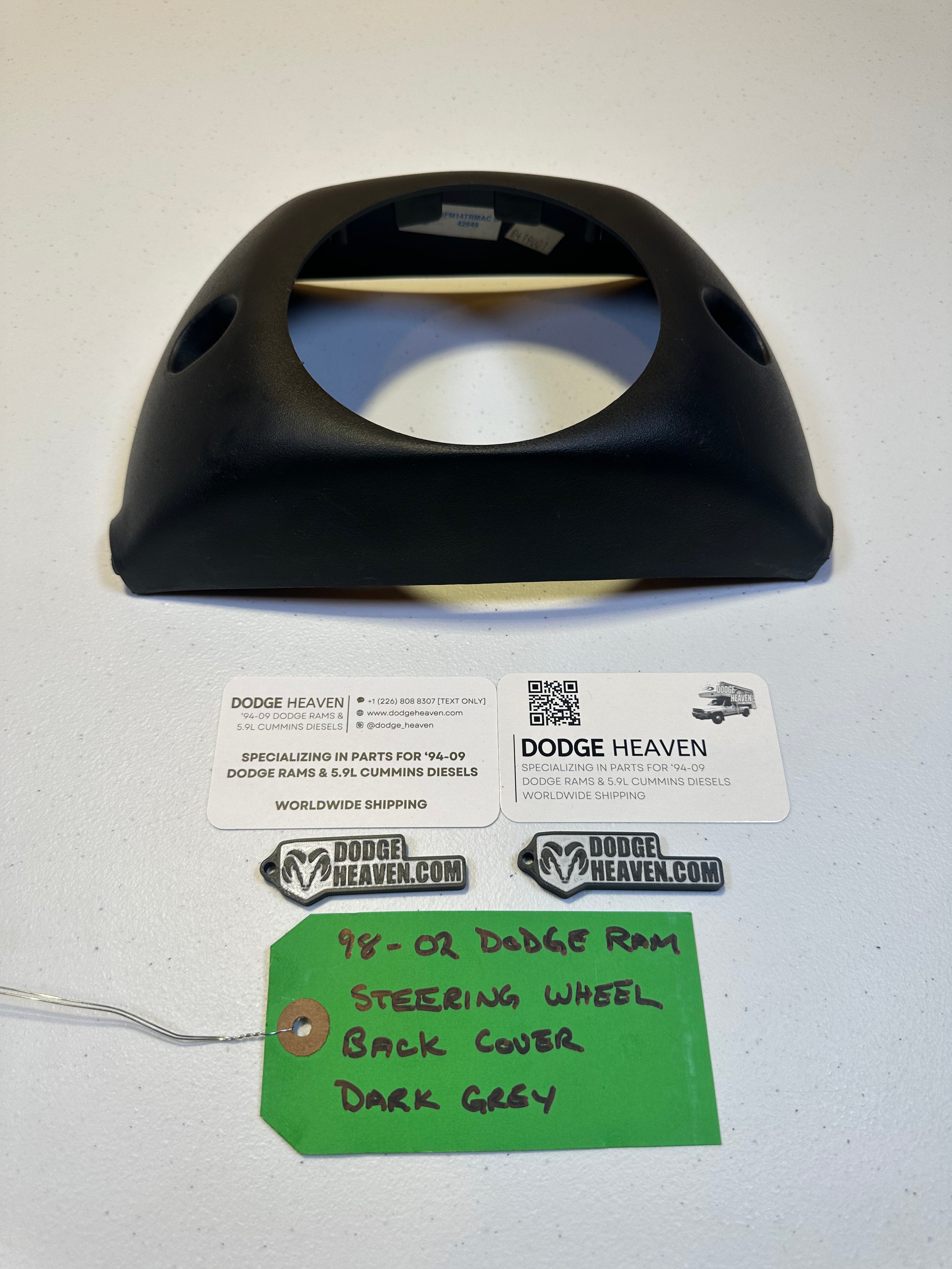 1998-2002 Dodge Ram 1500 2500 3500 Steering Wheel Back Cover Dark Grey (OEM)