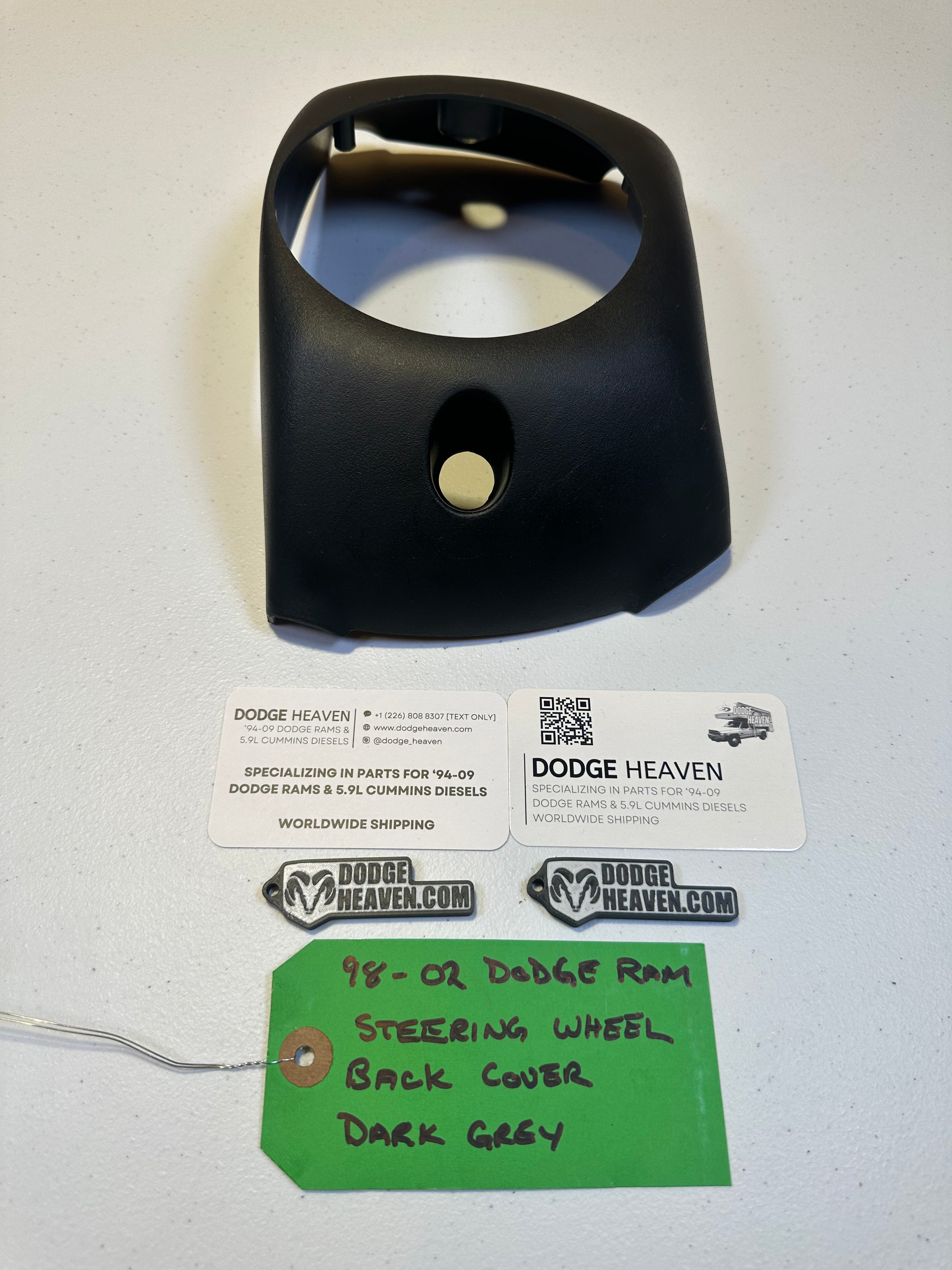 1998-2002 Dodge Ram 1500 2500 3500 Steering Wheel Back Cover Dark Grey (OEM)
