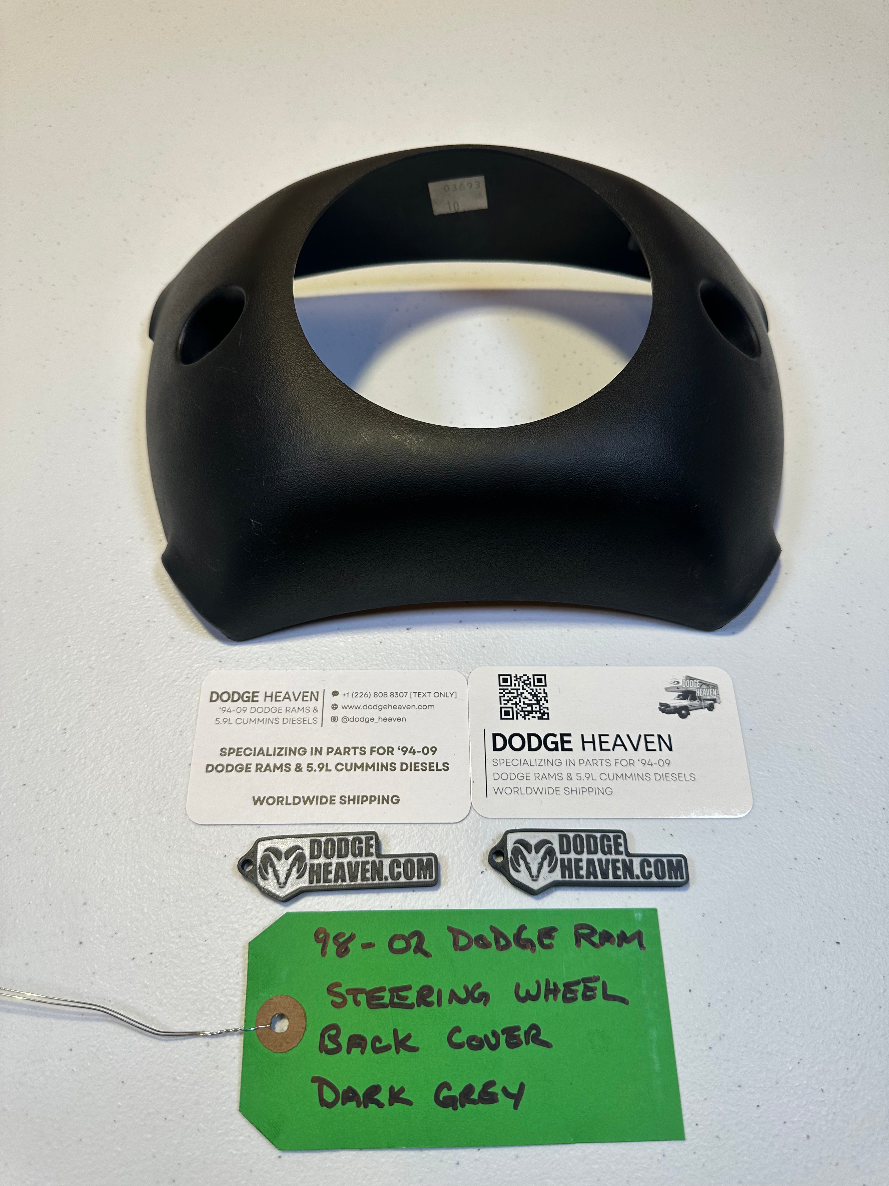 1998-2002 Dodge Ram 1500 2500 3500 Steering Wheel Back Cover Dark Grey (OEM)