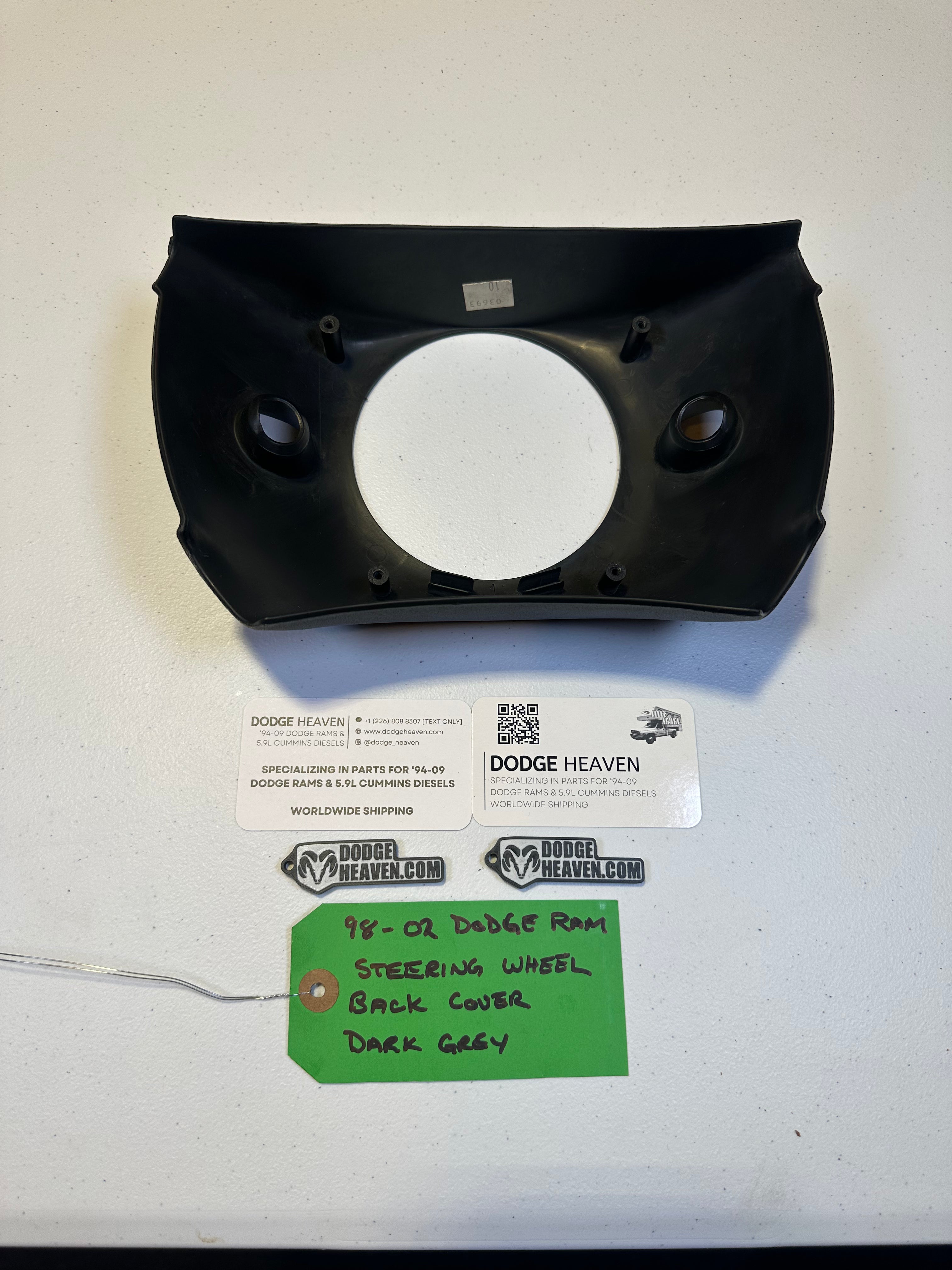 1998-2002 Dodge Ram 1500 2500 3500 Steering Wheel Back Cover Dark Grey (OEM)