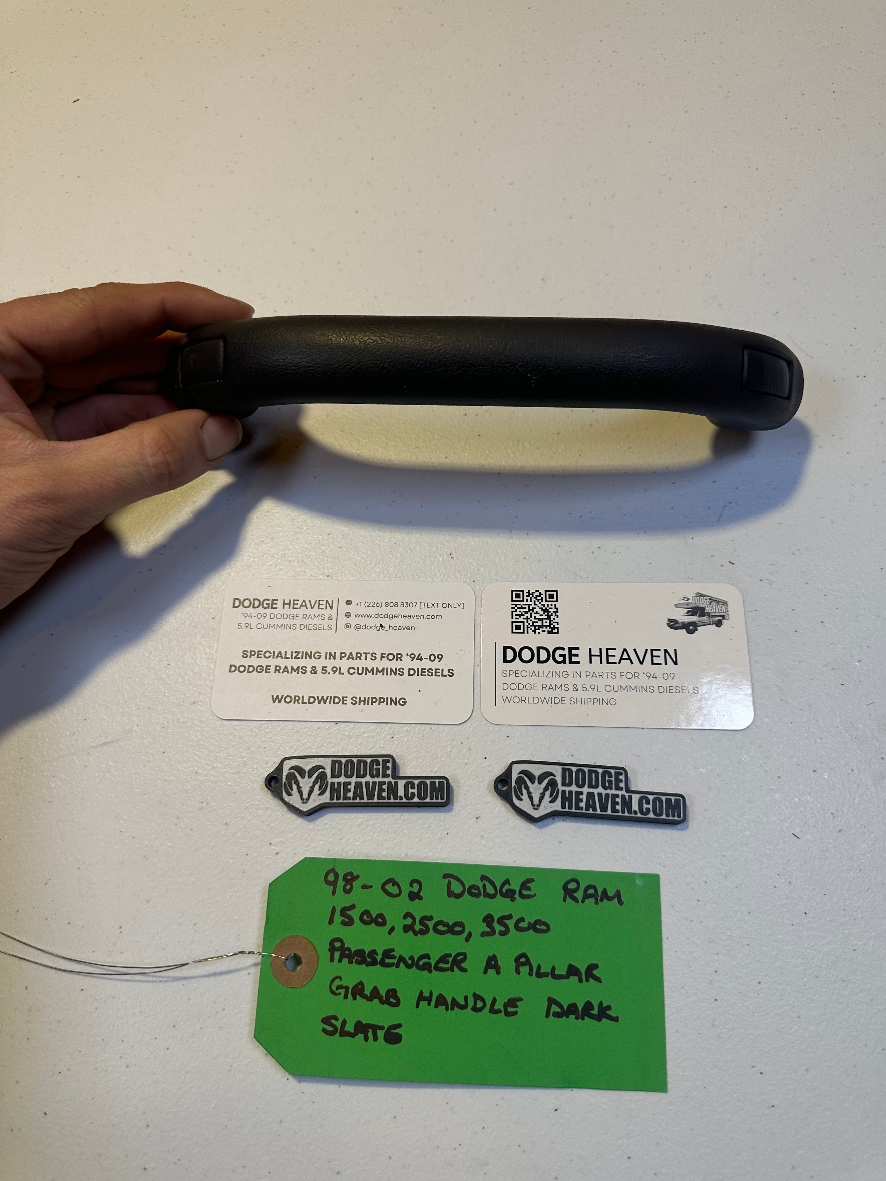 1998-2002 Dodge Ram 1500 2500 3500 Passenger-Side A Pillar Grab Handle Dark Grey (OEM)