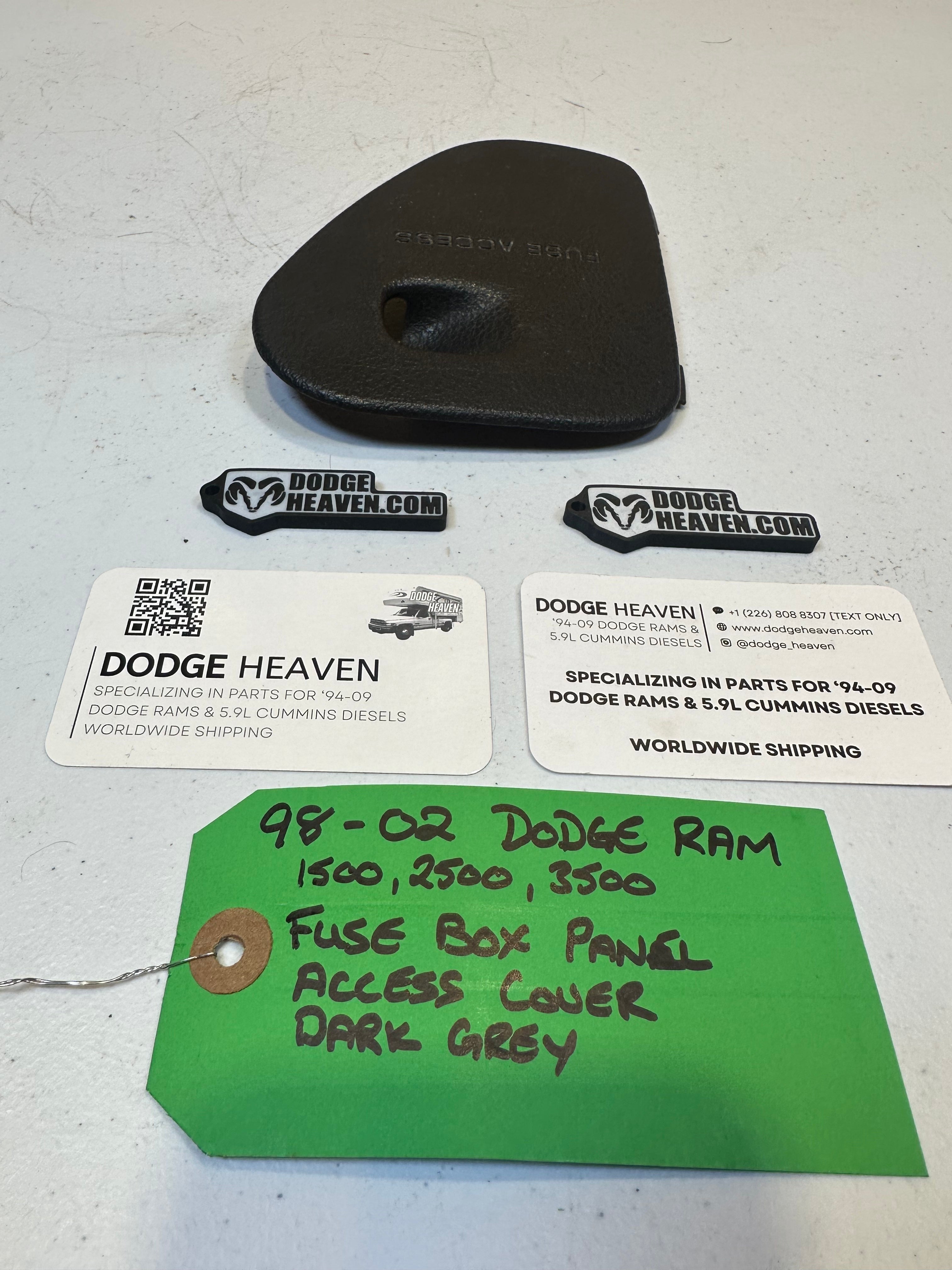 1998-2002 Dodge Ram 1500 2500 3500 Interior Dash Fuse Box Cover Trim Dark Grey (OEM)