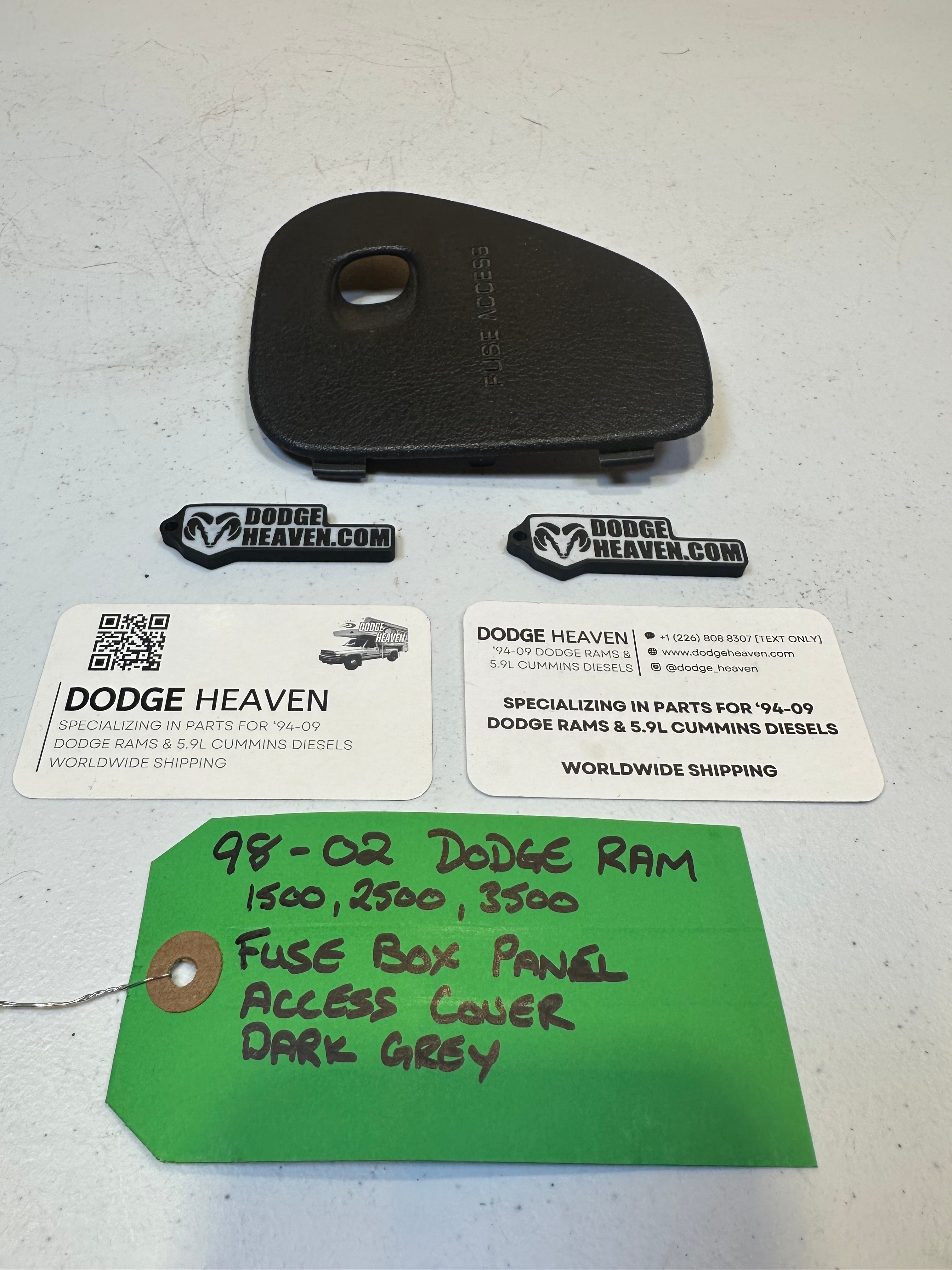 1998-2002 Dodge Ram 1500 2500 3500 Interior Dash Fuse Box Cover Trim Dark Grey (OEM)