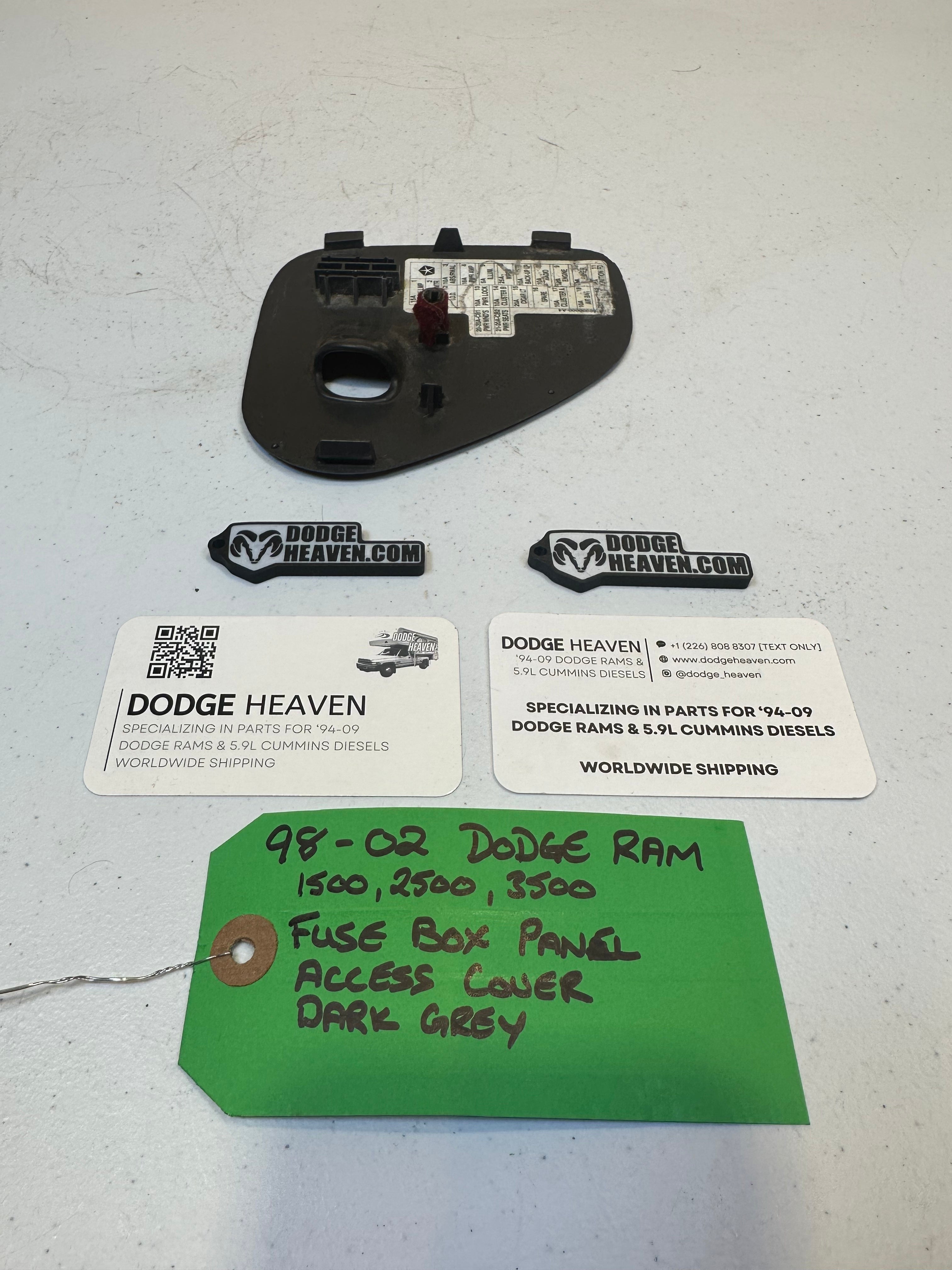 1998-2002 Dodge Ram 1500 2500 3500 Interior Dash Fuse Box Cover Trim Dark Grey (OEM)