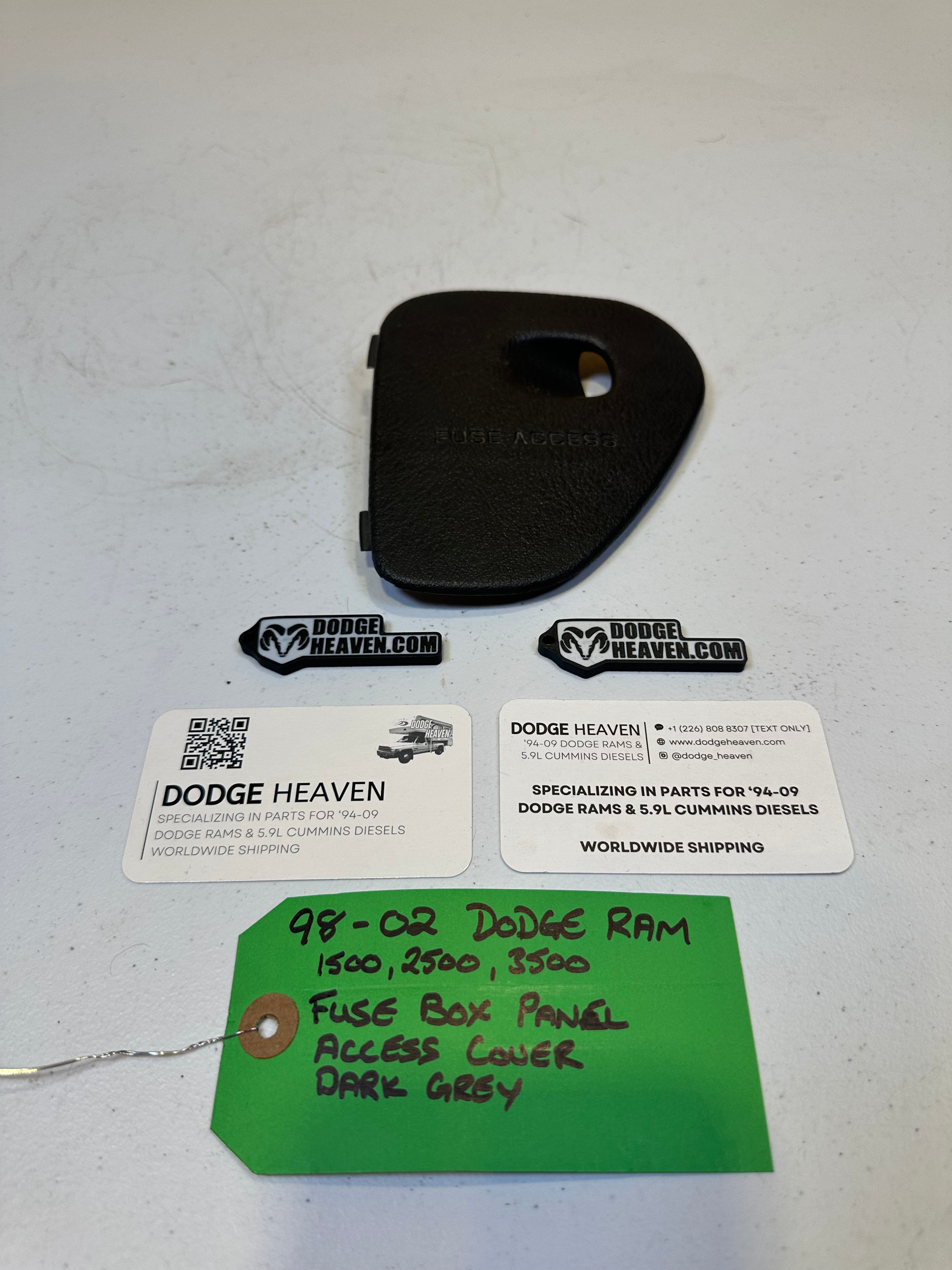 1998-2002 Dodge Ram 1500 2500 3500 Interior Dash Fuse Box Cover Trim Dark Grey (OEM)