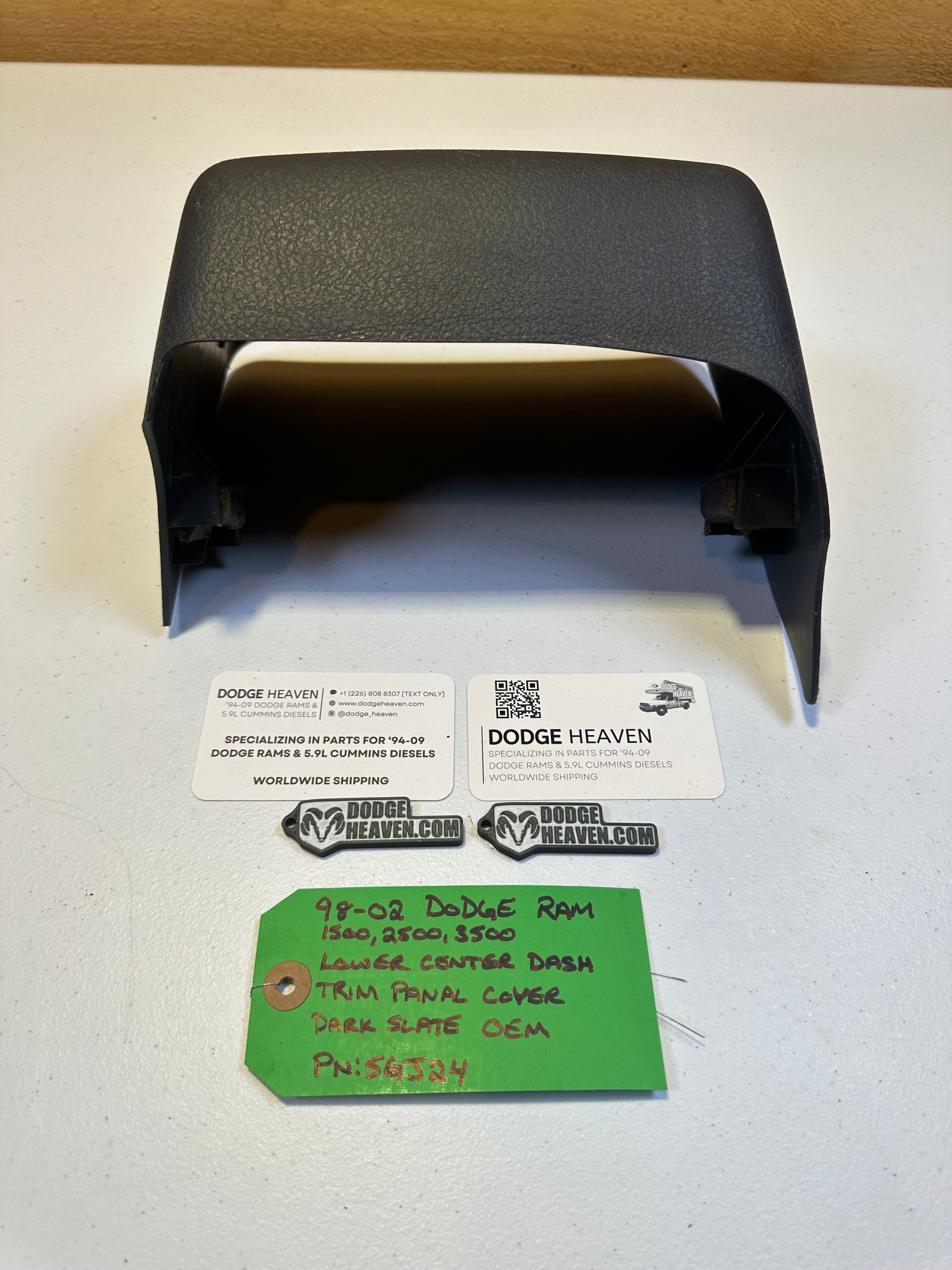 1998-2002 Dodge Ram Lower Center Dash Trim Panel Module Cover Dark Grey (OEM)