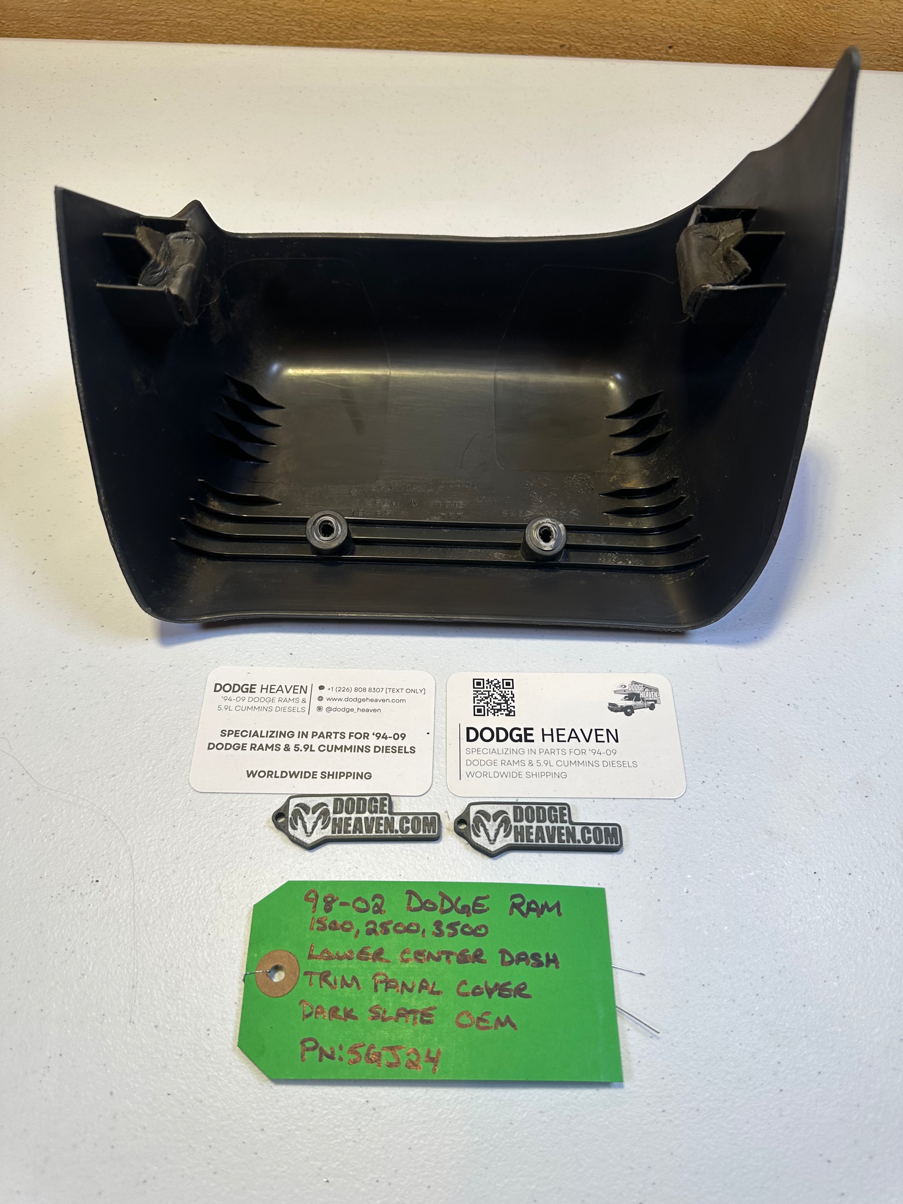 1998-2002 Dodge Ram Lower Center Dash Trim Panel Module Cover Dark Grey (OEM)