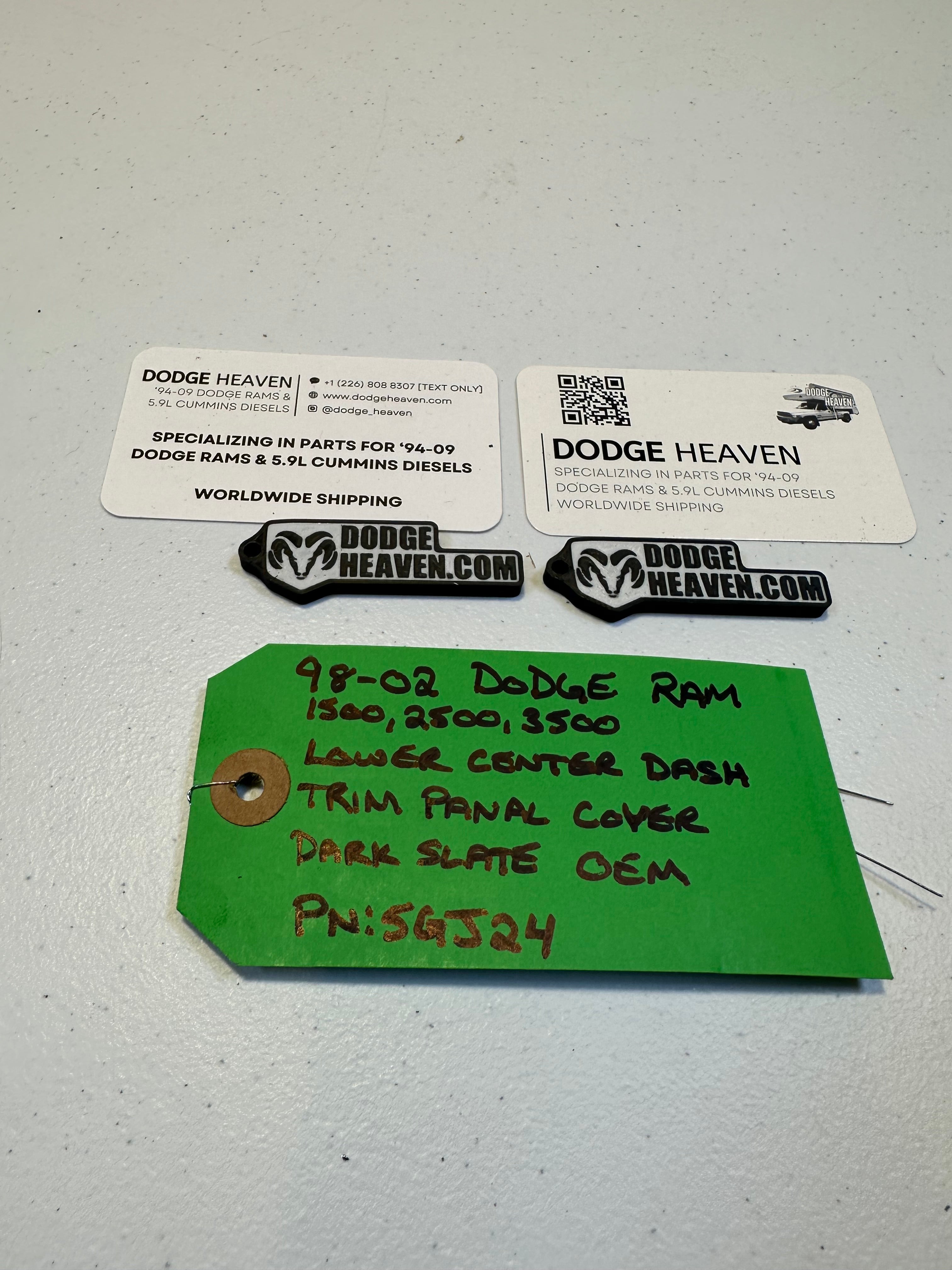 1998-2002 Dodge Ram Lower Center Dash Trim Panel Module Cover Dark Grey (OEM)