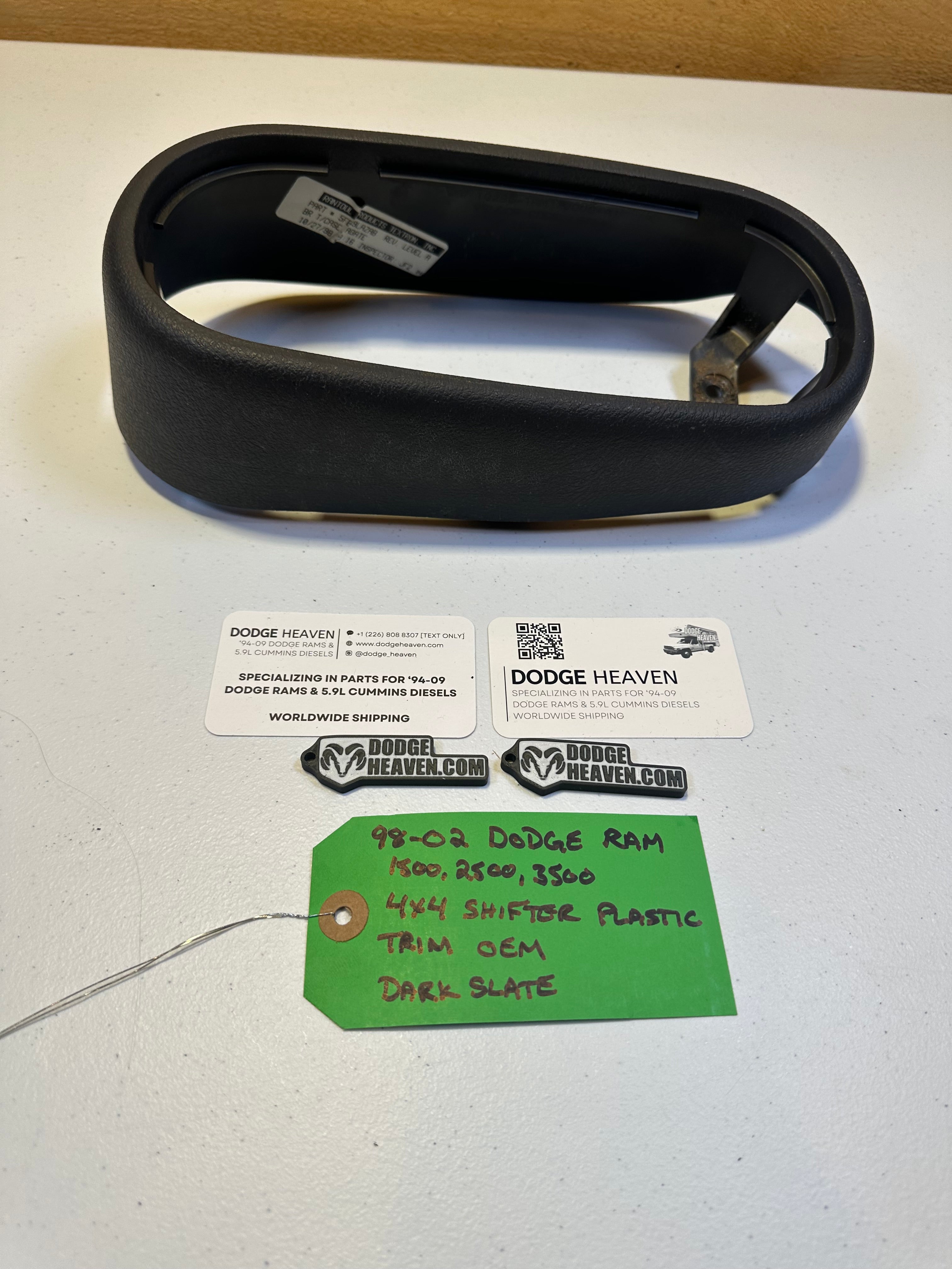 1998-2002 Dodge Ram 1500 2500 3500 4x4 Shifter Trim Console Dark Grey (OEM)