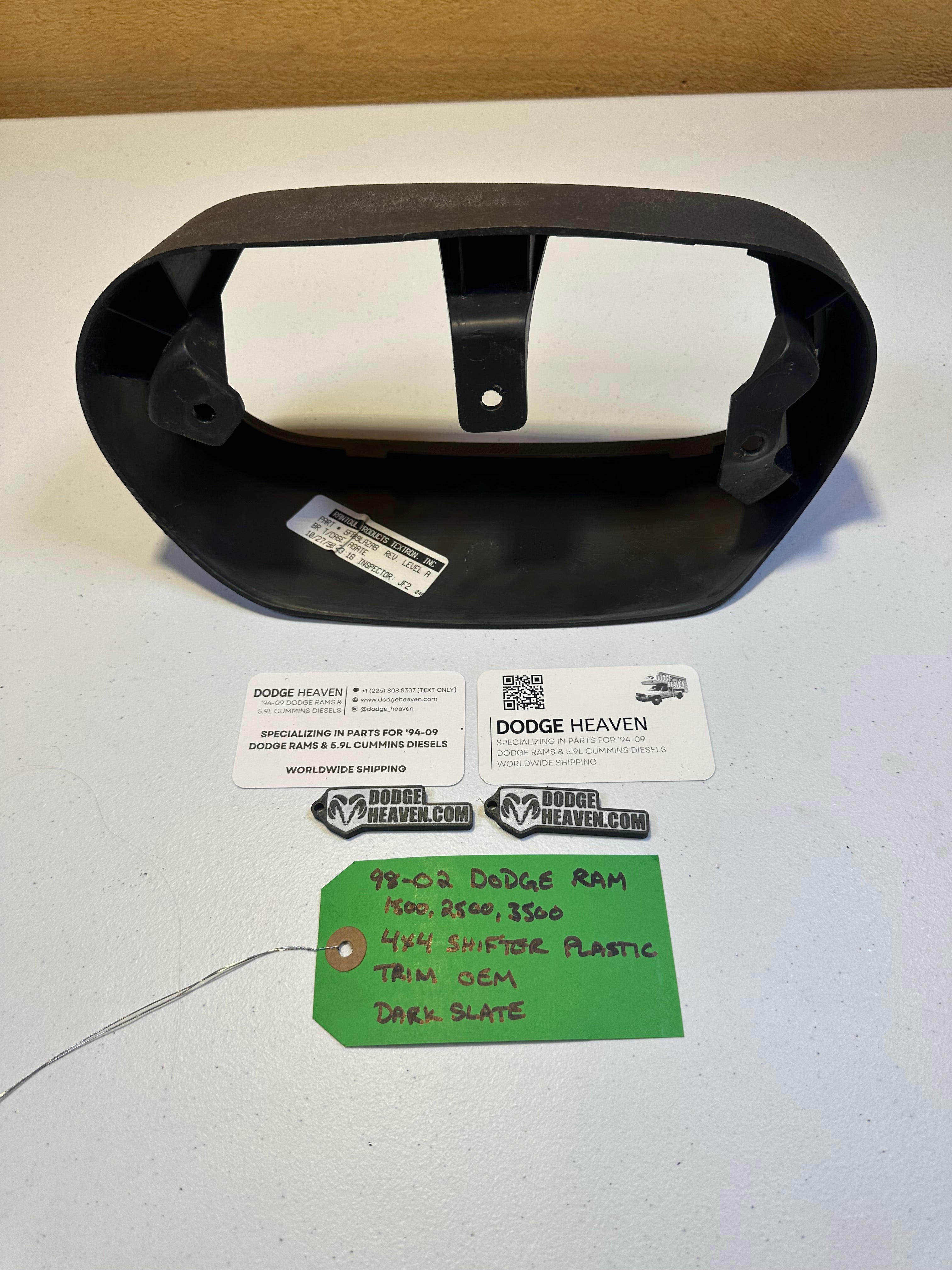 1998-2002 Dodge Ram 1500 2500 3500 4x4 Shifter Trim Console Dark Grey (OEM)