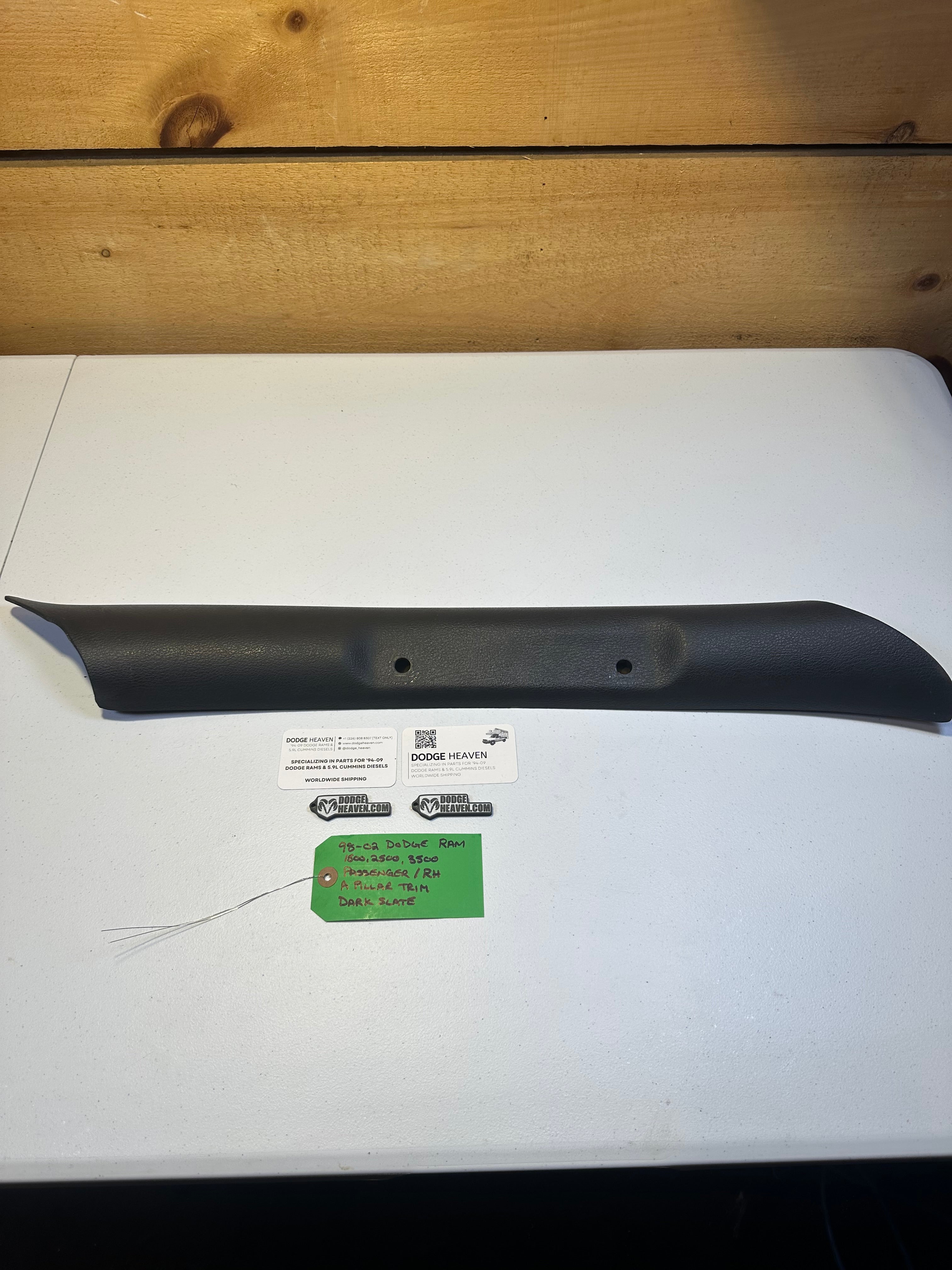 1998-2002 Dodge Ram 1500 2500 3500 Passenger-Side A Pillar Trim Dark Grey (OEM)