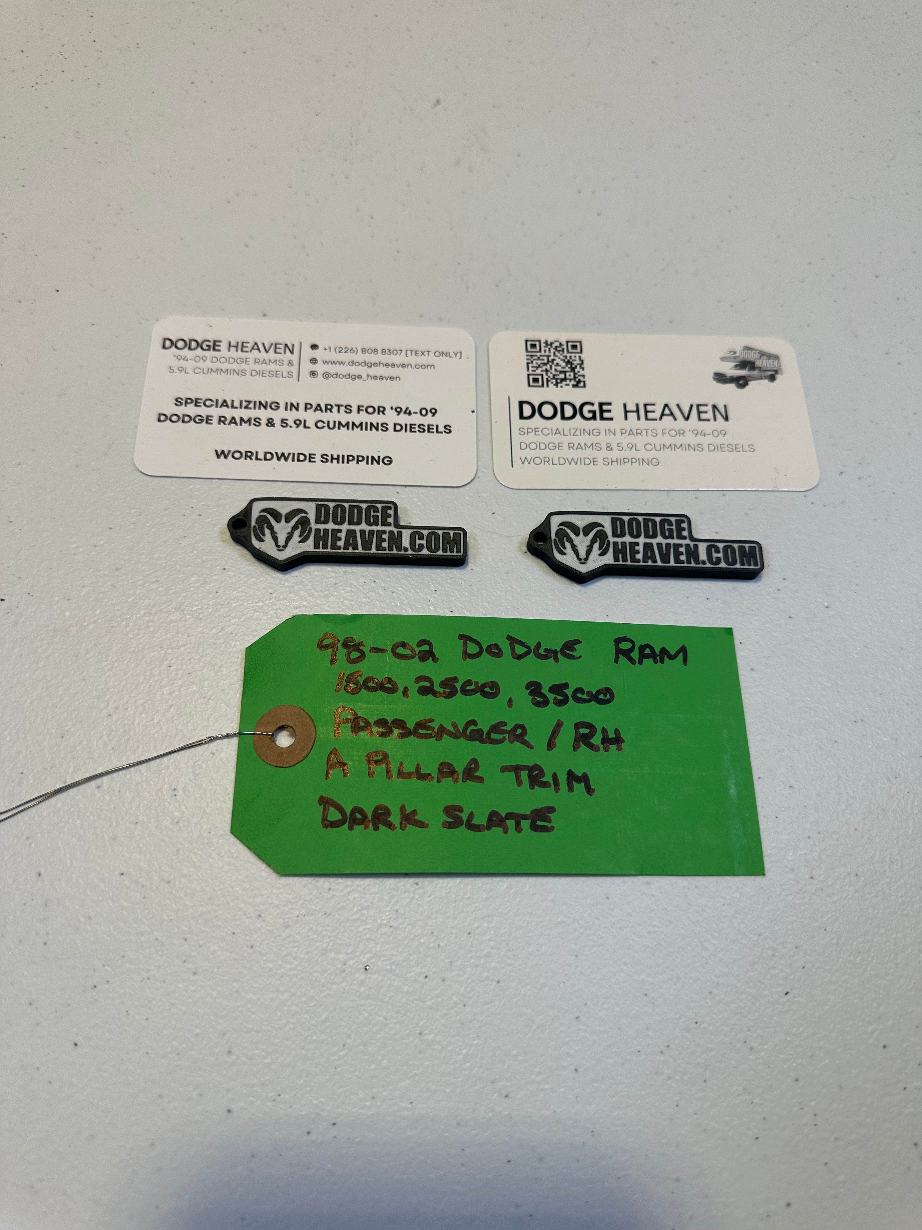 1998-2002 Dodge Ram 1500 2500 3500 Passenger-Side A Pillar Trim Dark Grey (OEM)