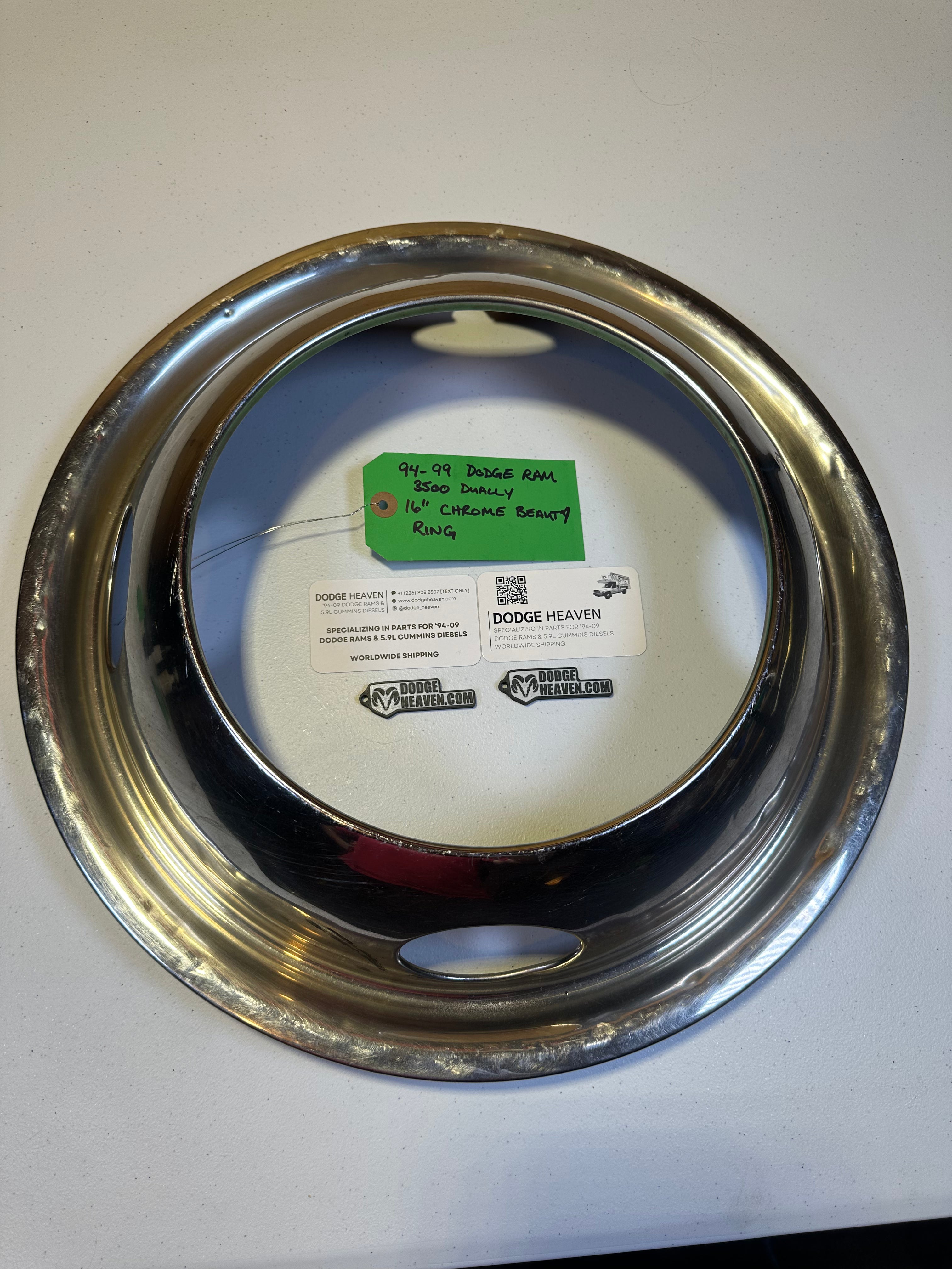 1994-1999 Dodge Ram 3500 DRW Front Hub Cap Wheel Ring Simulator 16in (OEM)