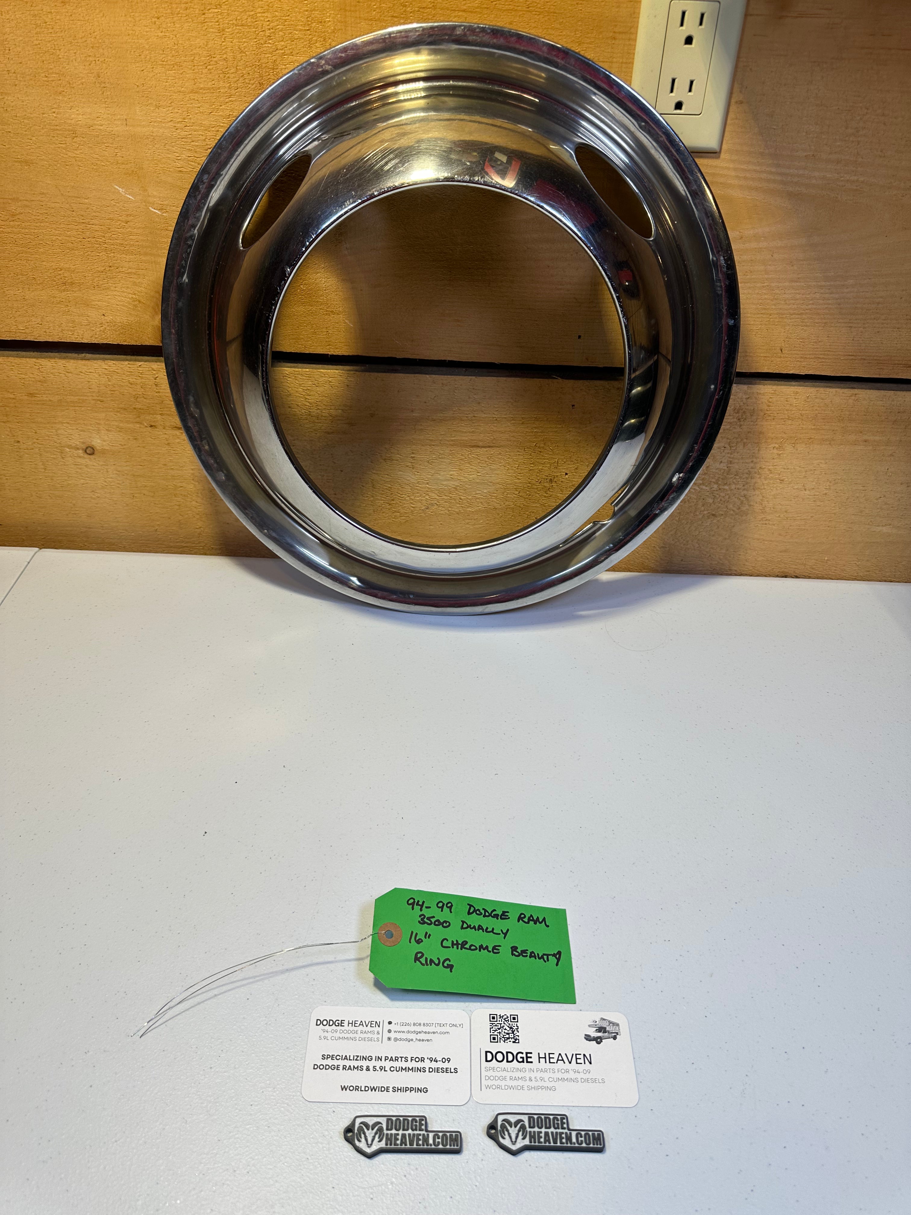 1994-1999 Dodge Ram 3500 DRW Front Hub Cap Wheel Ring Simulator 16in (OEM)