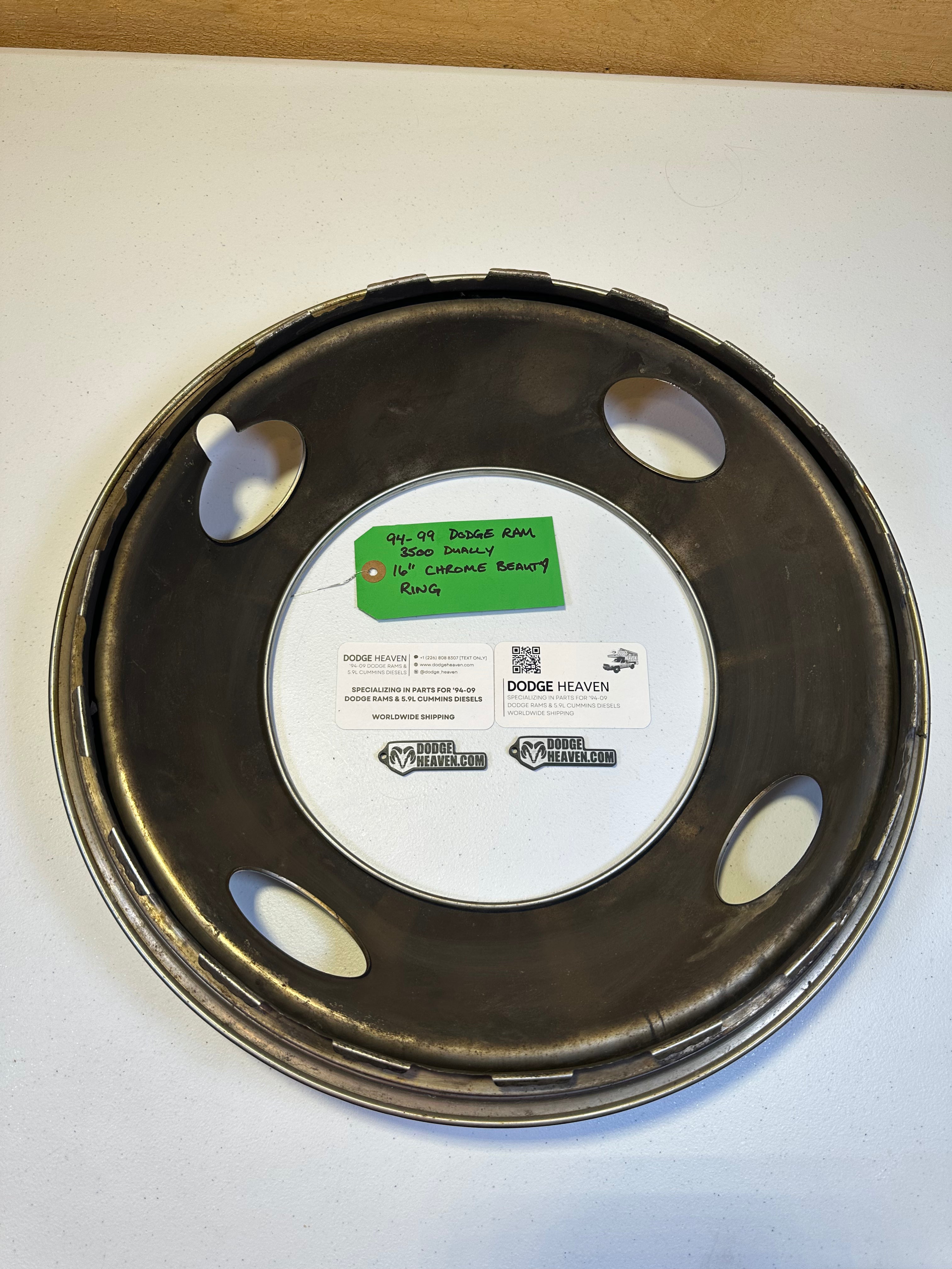 1994-1999 Dodge Ram 3500 DRW Front Hub Cap Wheel Ring Simulator 16in (OEM)
