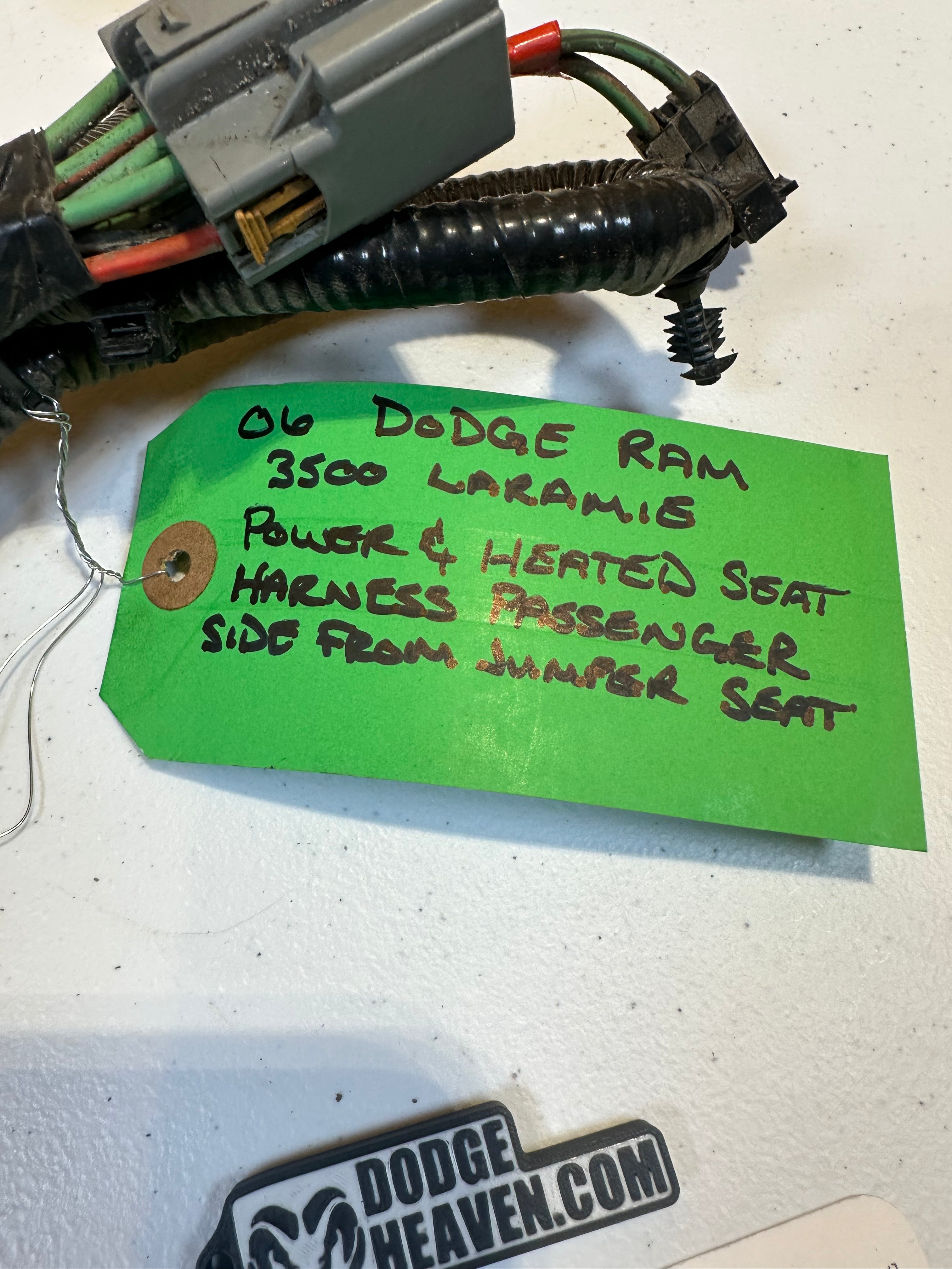 2006-2009 Dodge Ram Passenger-Side Seat Power Switch & Heated Seat Harness (OEM)