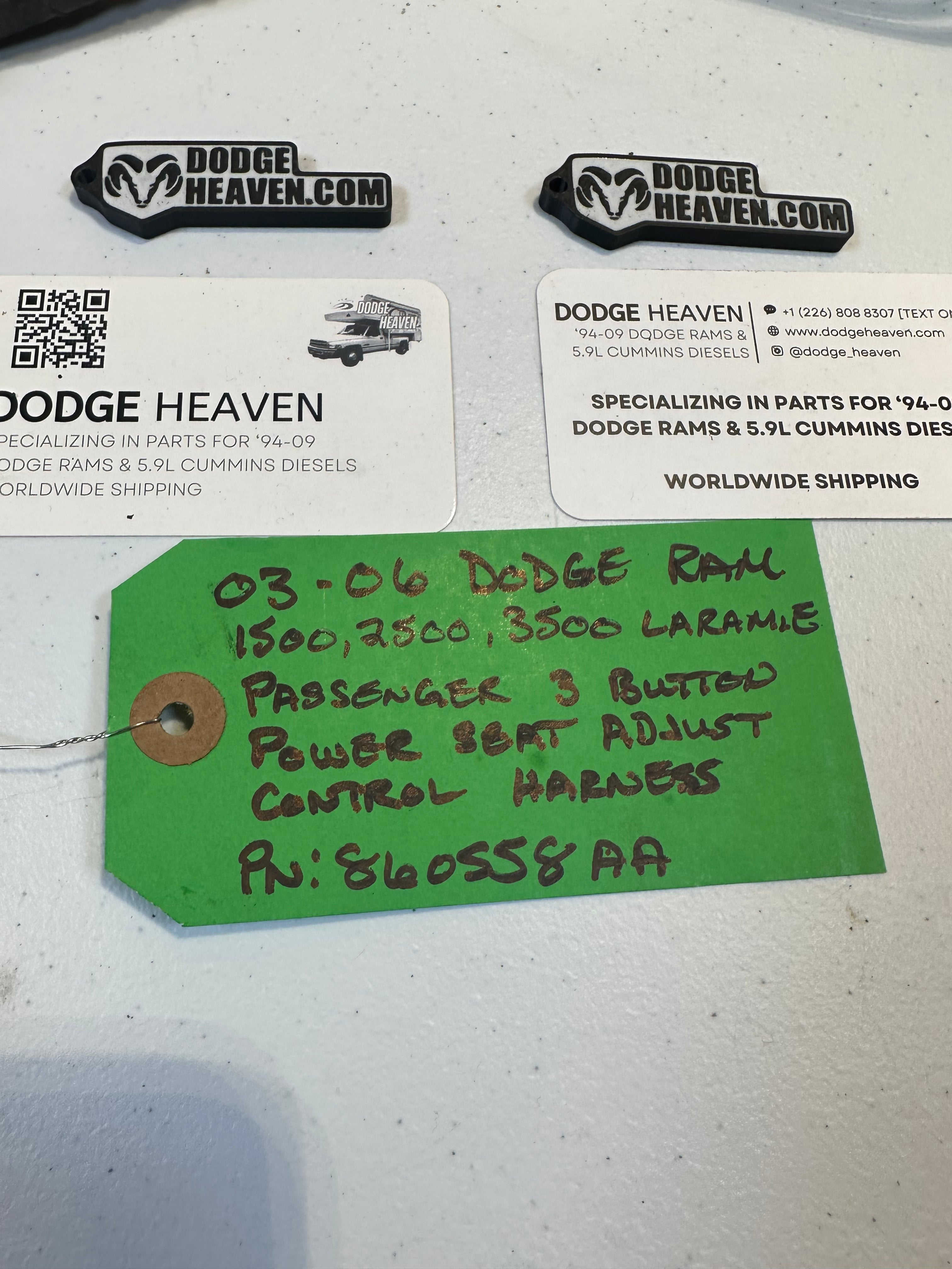 2003-2006 Dodge Ram Passenger-Side 3 Button Power Seat Adjustment Wiring Harness (OEM)