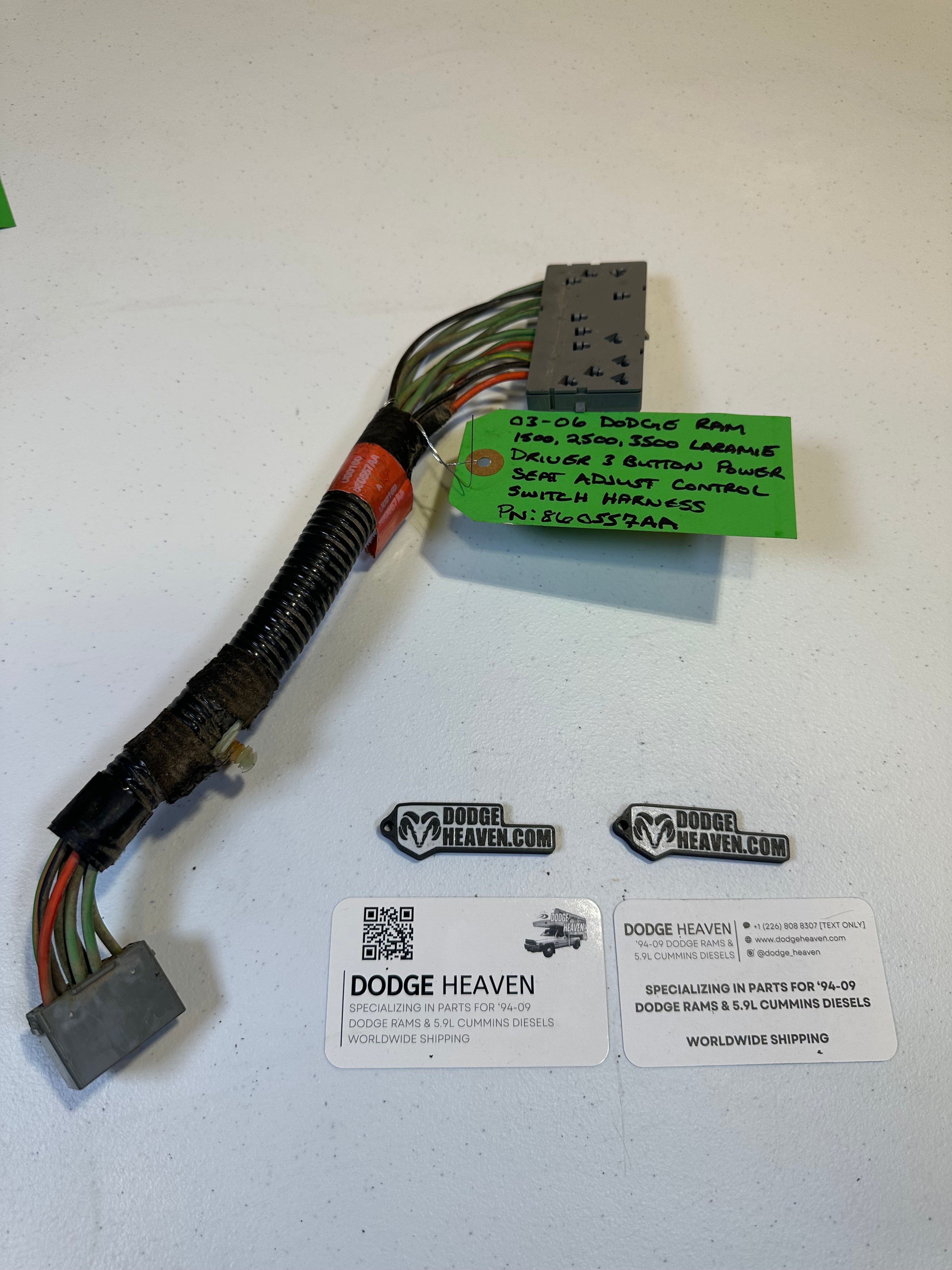2003-2006 Dodge Ram Driver-Side 3 Button Power Seat Adjustment Wiring Harness (OEM)