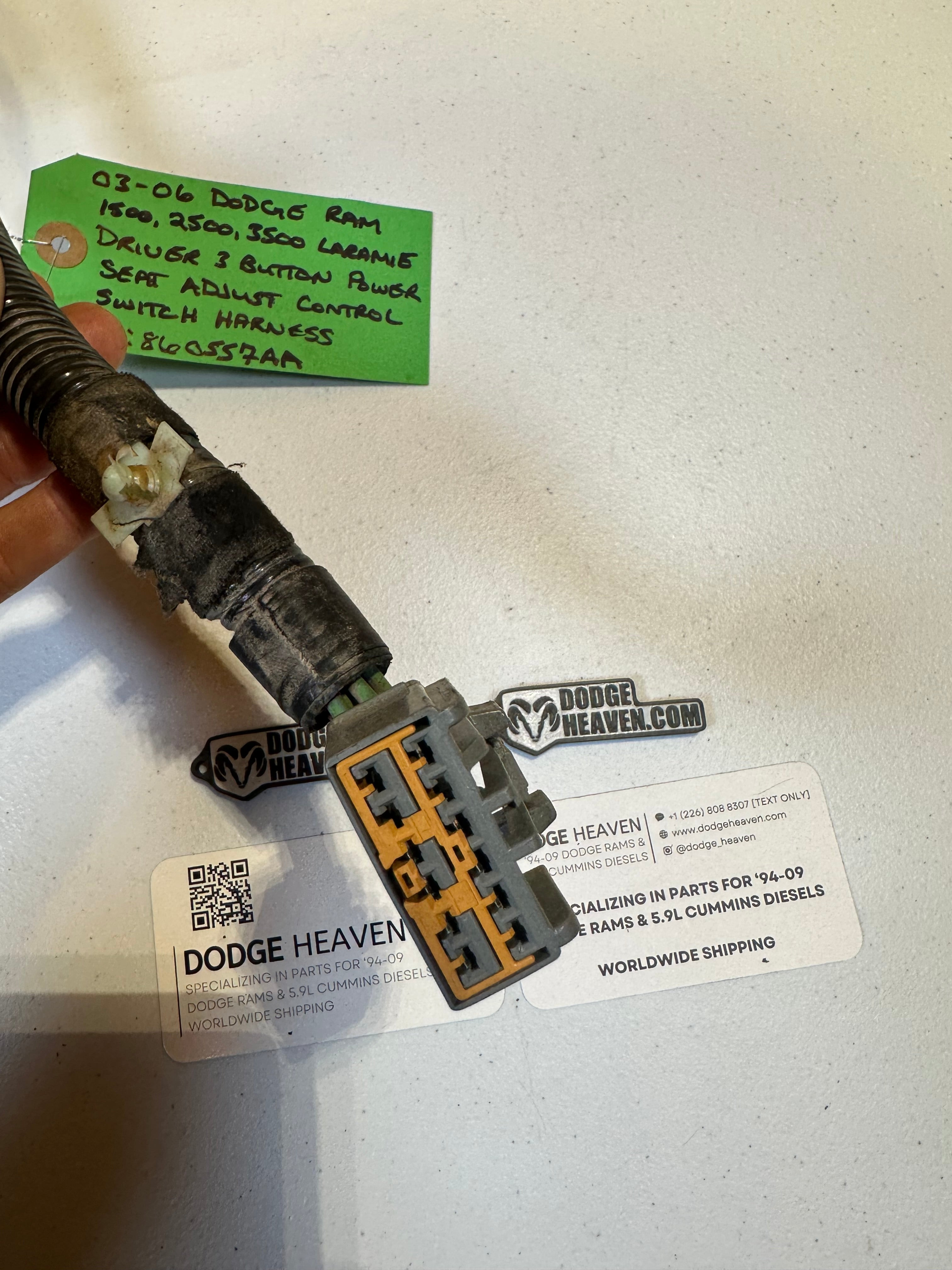 2003-2006 Dodge Ram Driver-Side 3 Button Power Seat Adjustment Wiring Harness (OEM)