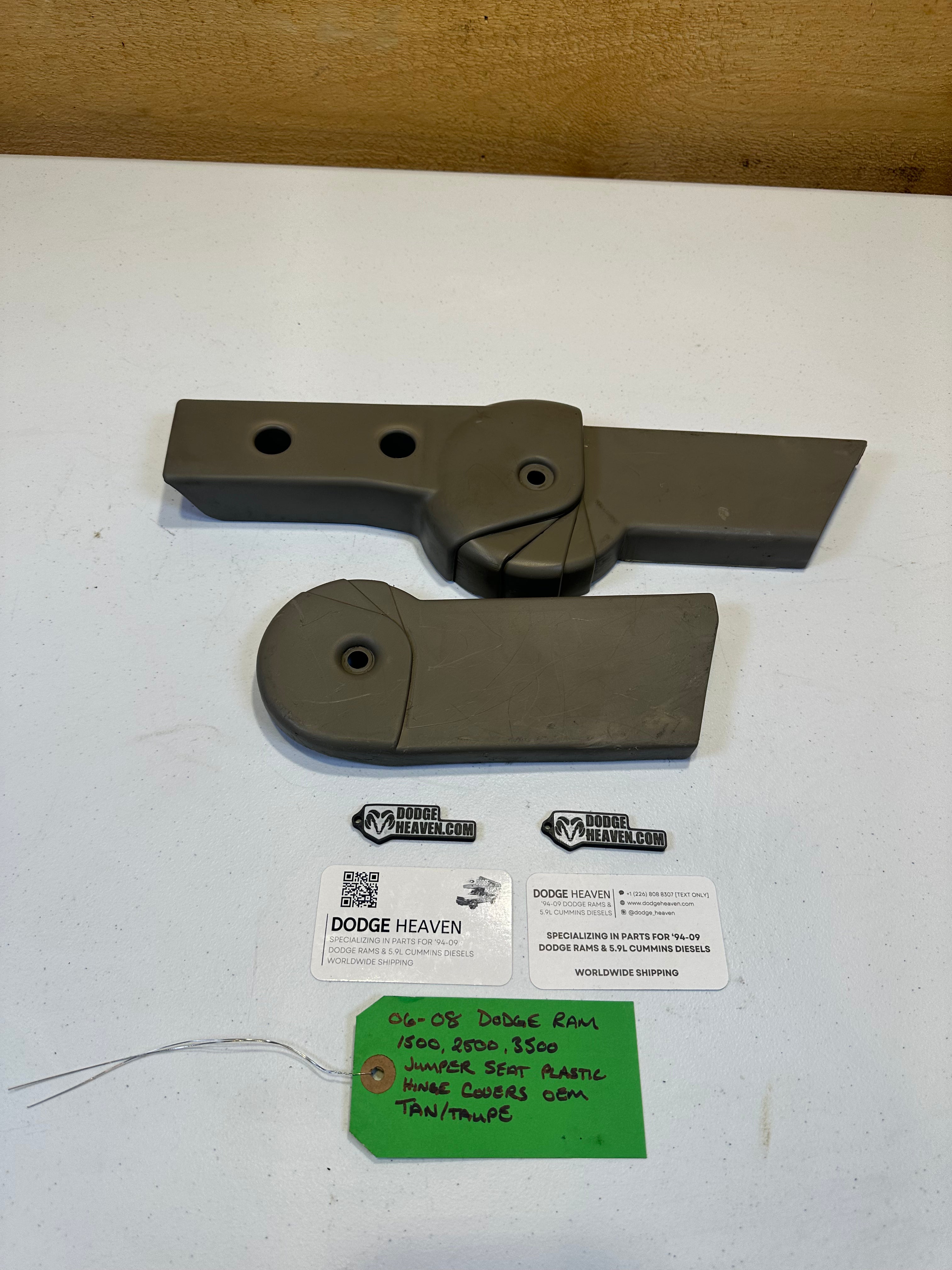 2006-2009 Dodge Ram 1500 2500 3500 Jumper Seat Hinge Covers Tan (OEM)