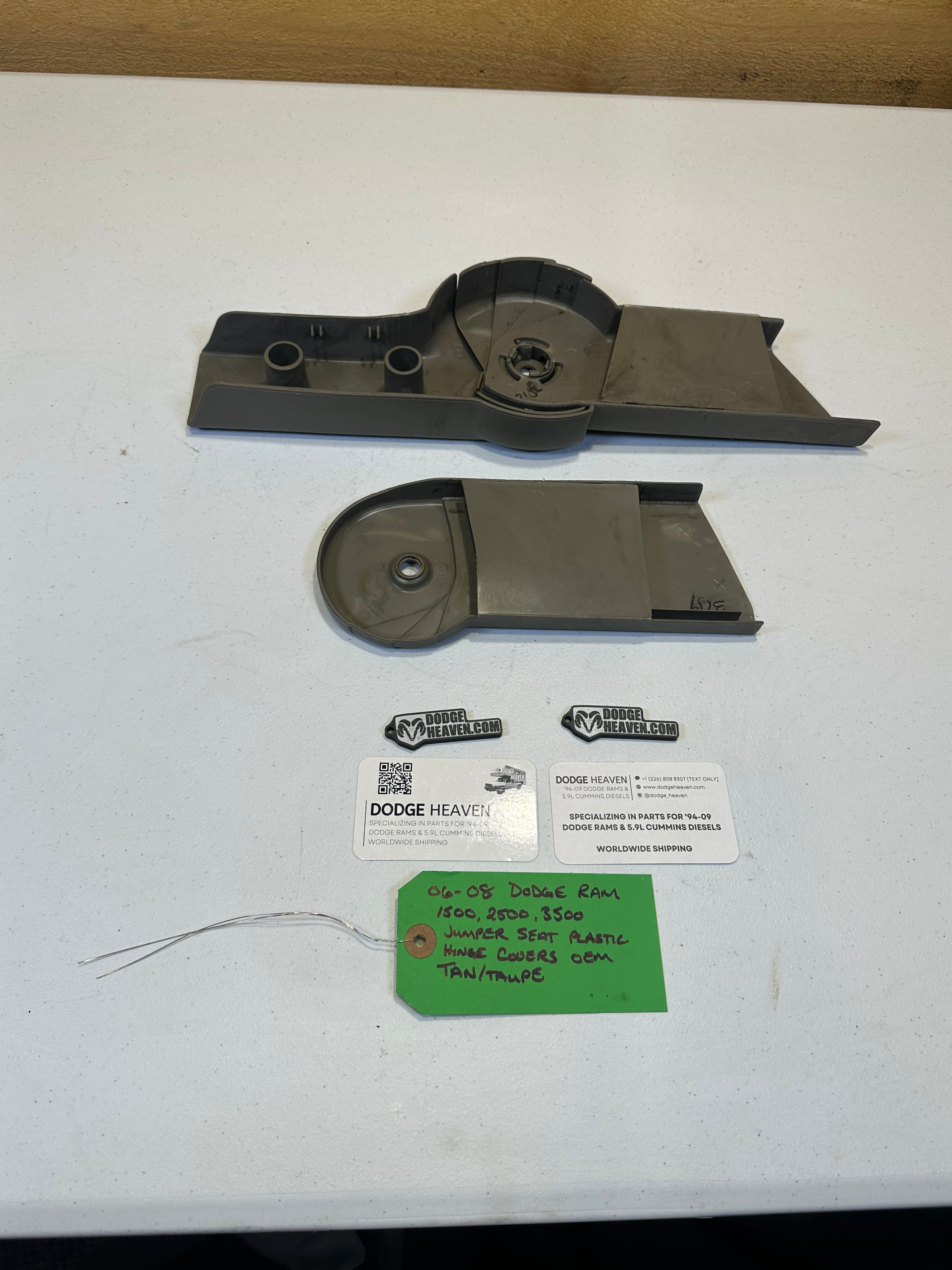 2006-2009 Dodge Ram 1500 2500 3500 Jumper Seat Hinge Covers Tan (OEM)