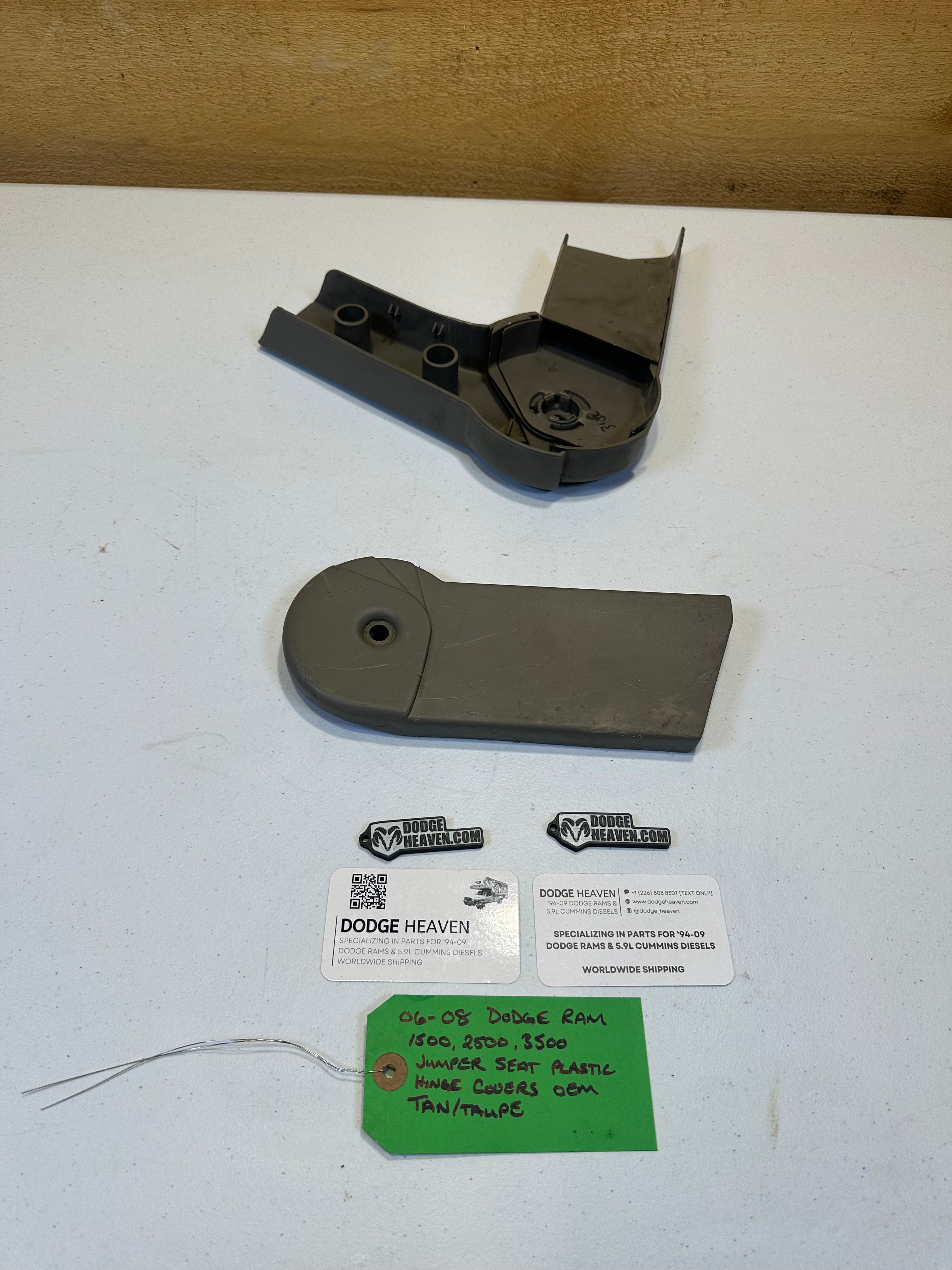 2006-2009 Dodge Ram 1500 2500 3500 Jumper Seat Hinge Covers Tan (OEM)