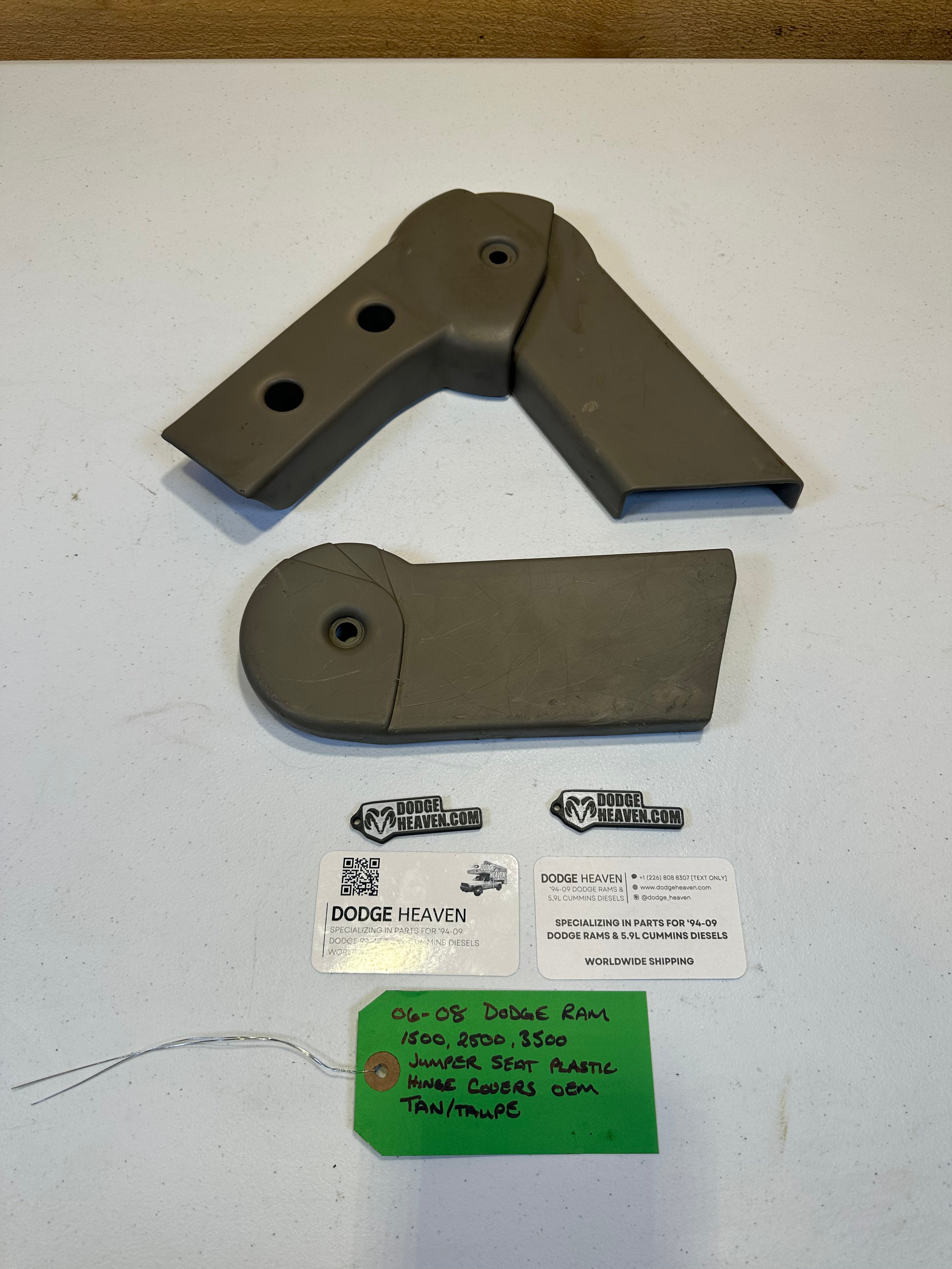2006-2009 Dodge Ram 1500 2500 3500 Jumper Seat Hinge Covers Tan (OEM)