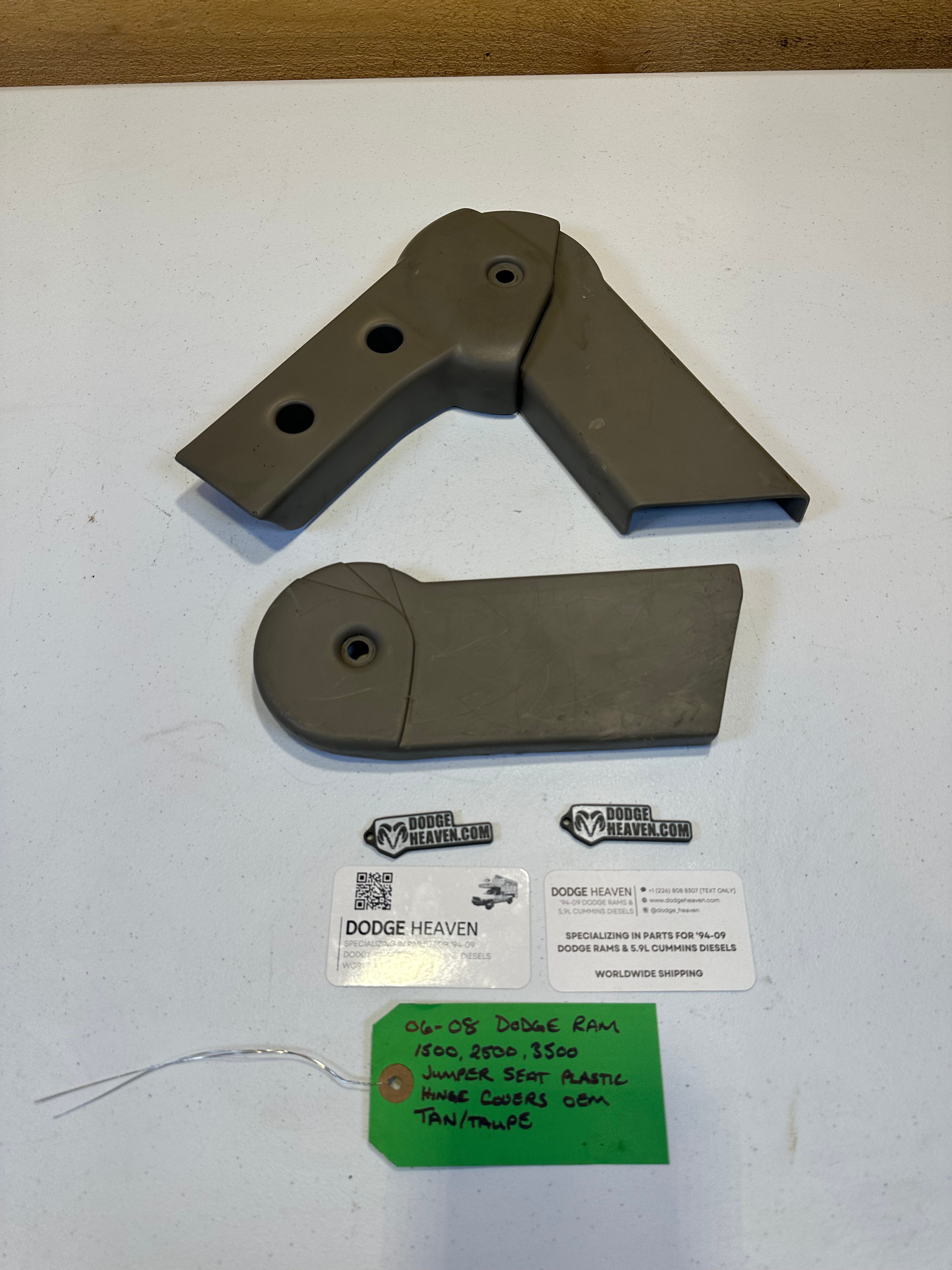 2006-2009 Dodge Ram 1500 2500 3500 Jumper Seat Hinge Covers Tan (OEM)