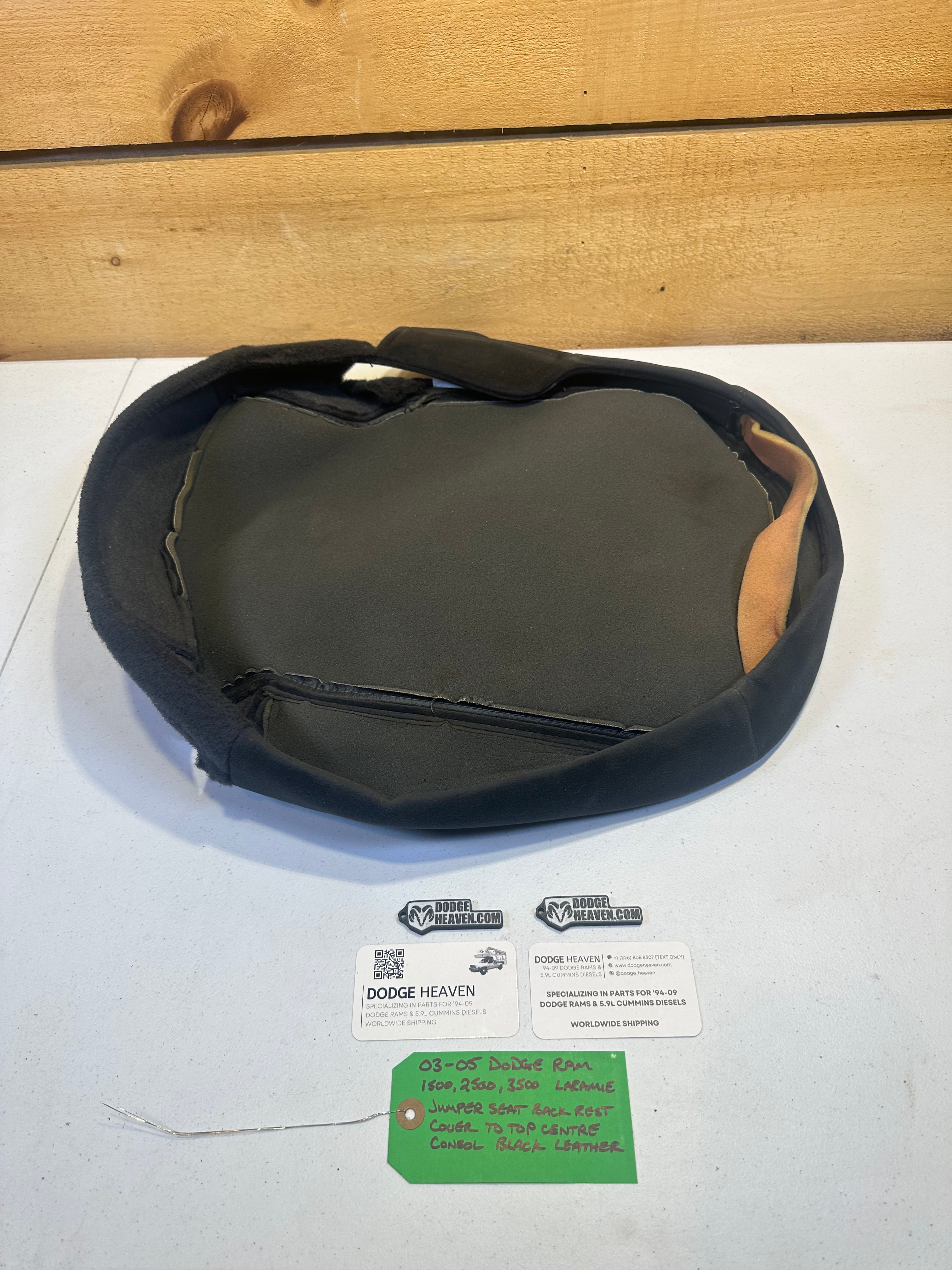 2003-2005 Dodge Ram Laramie Jumper Seat Back Rest Cover Black Leather (OEM)